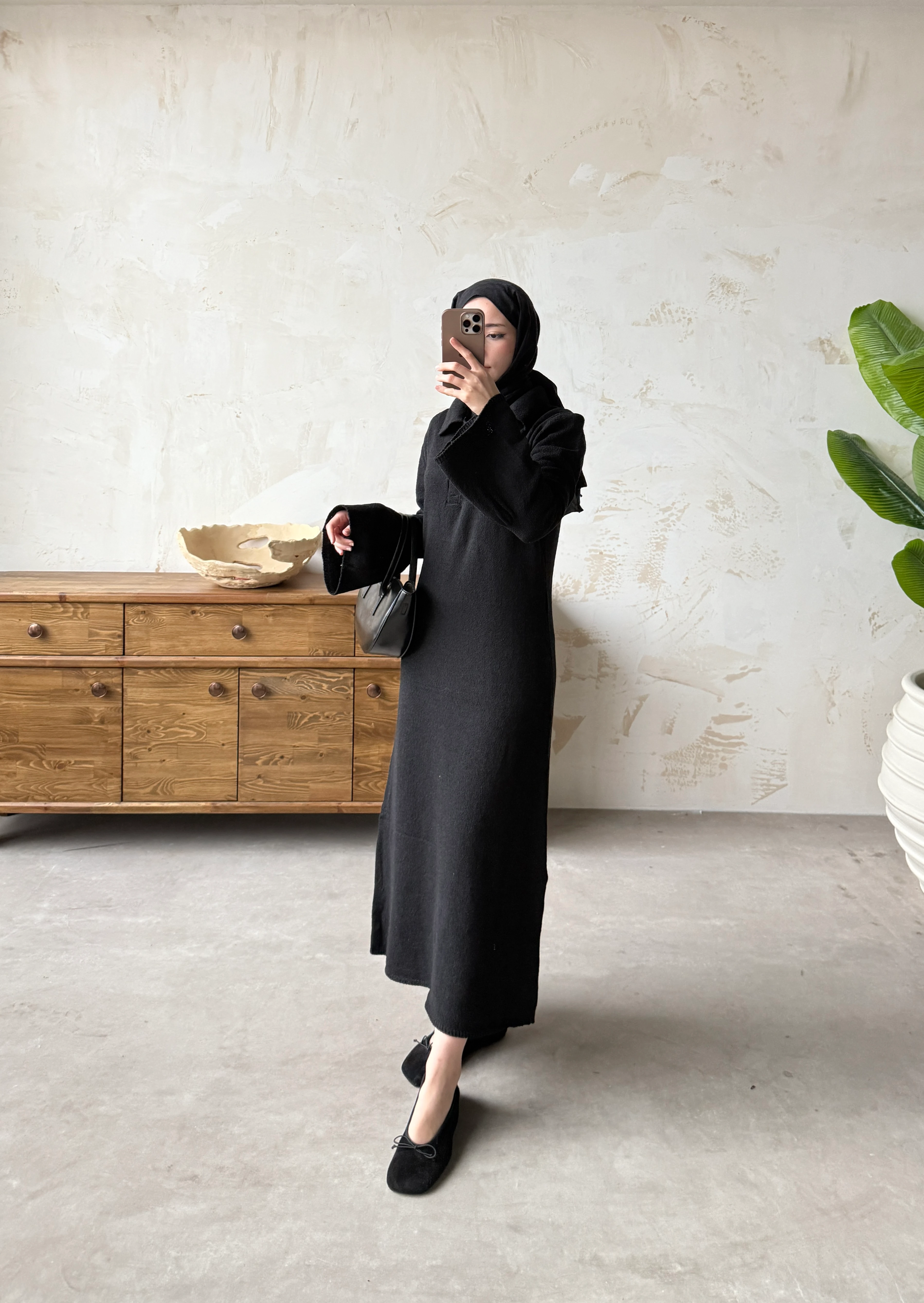 VARİNA TRİKO ELBİSE  - SİYAH