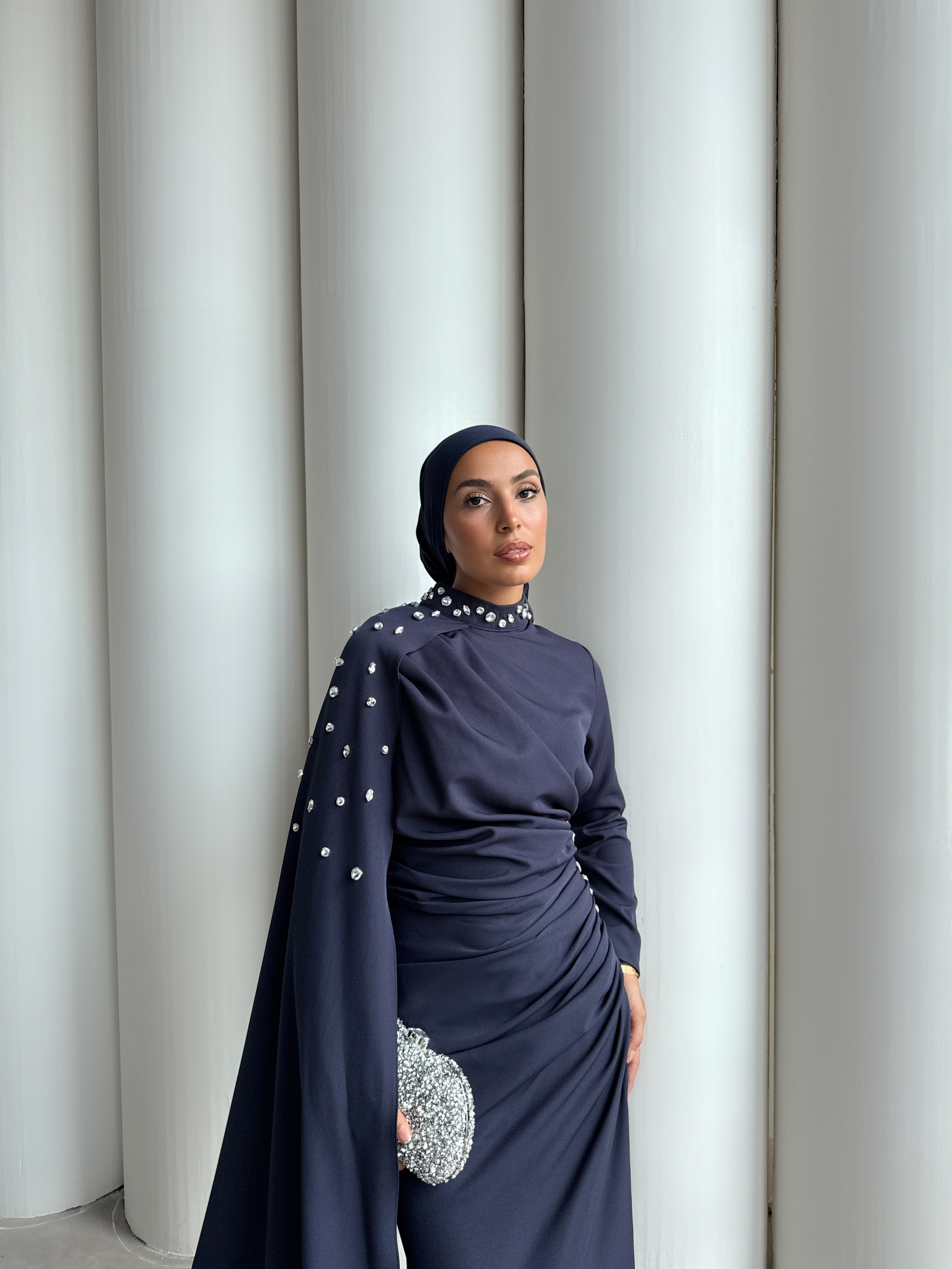 MOİRA TAŞLI ELBİSE  - Lacivert