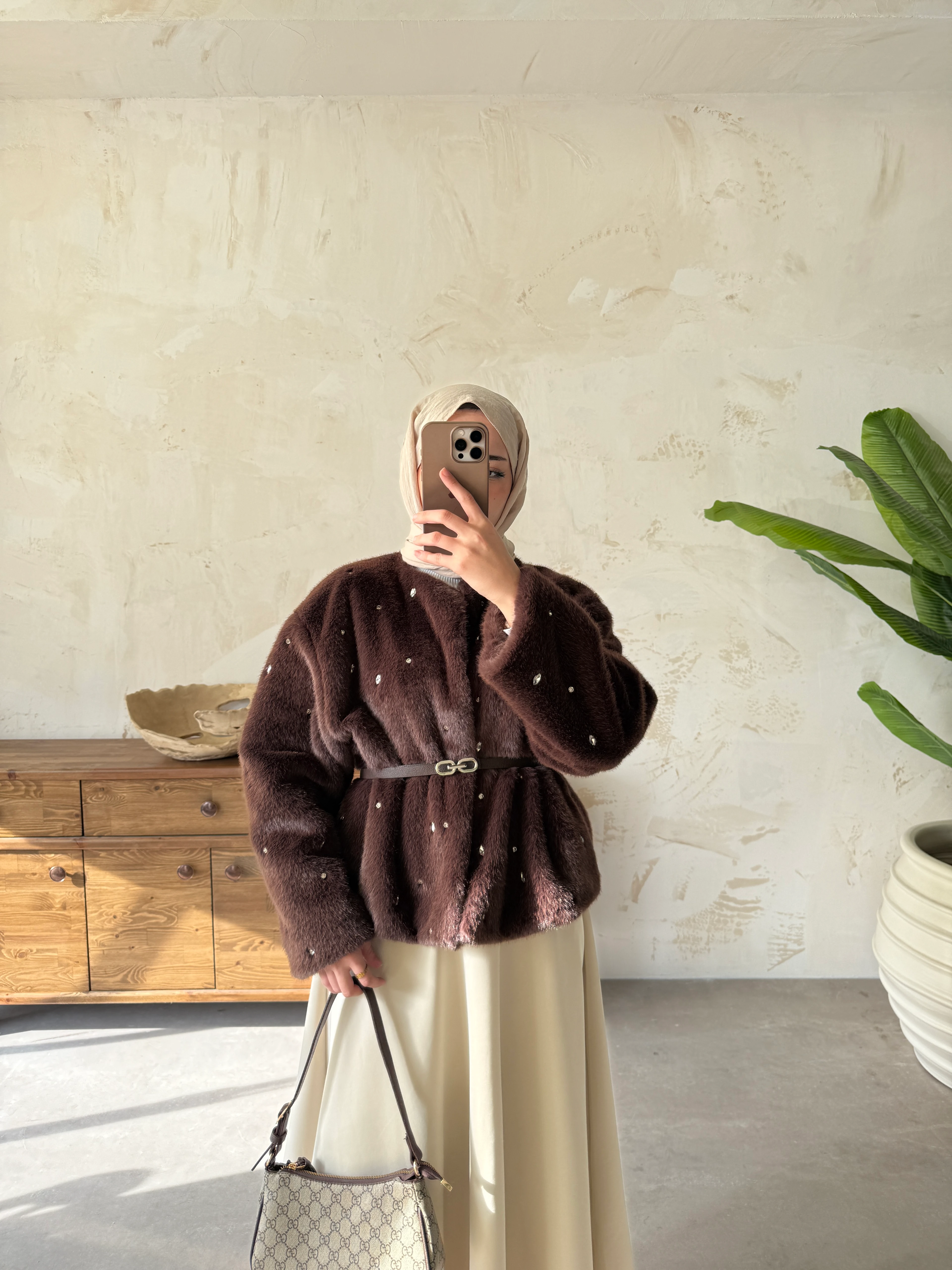 TAŞLI KABAN - Kahverengi