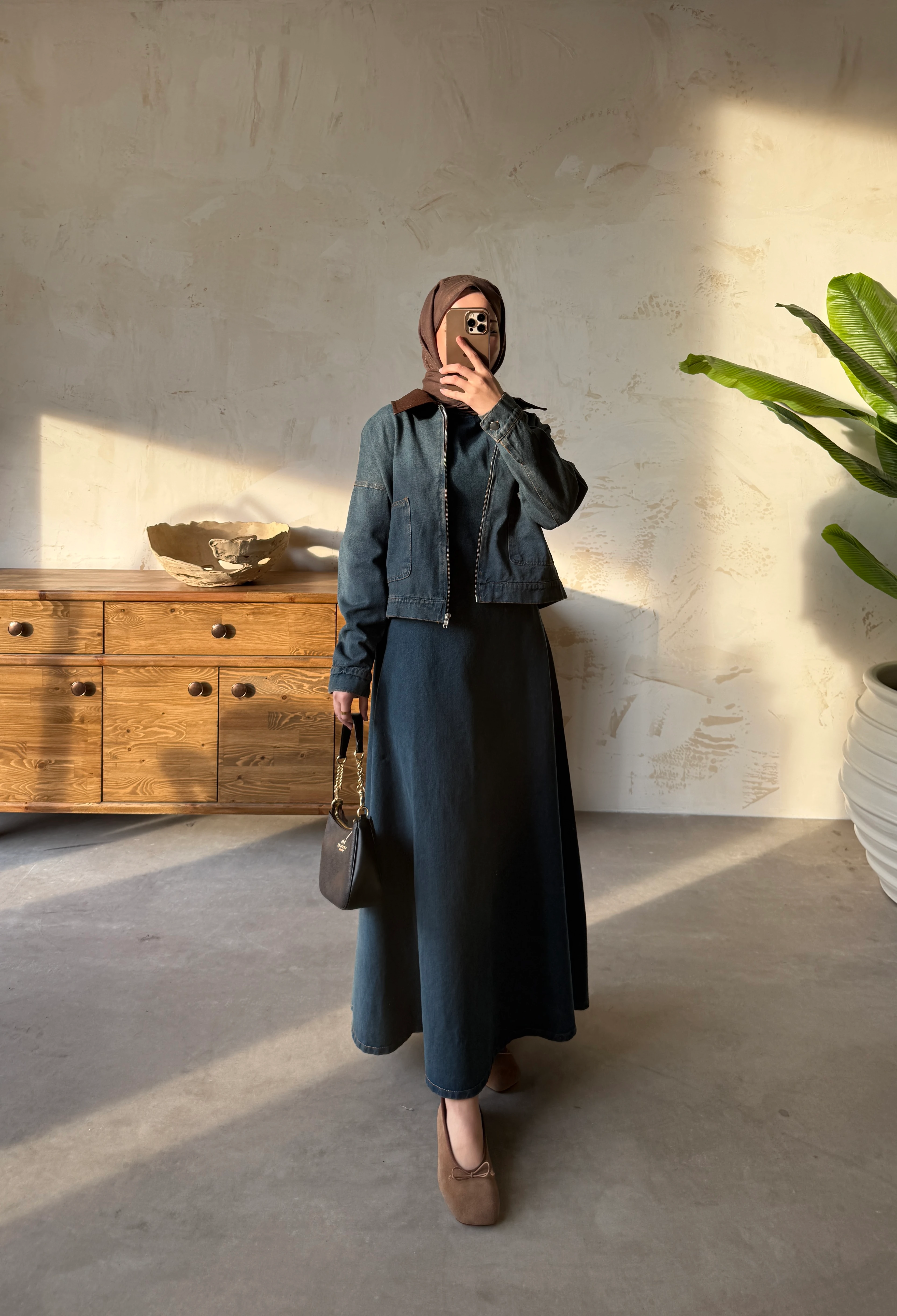 CEKETLİ KOT ELBİSE 