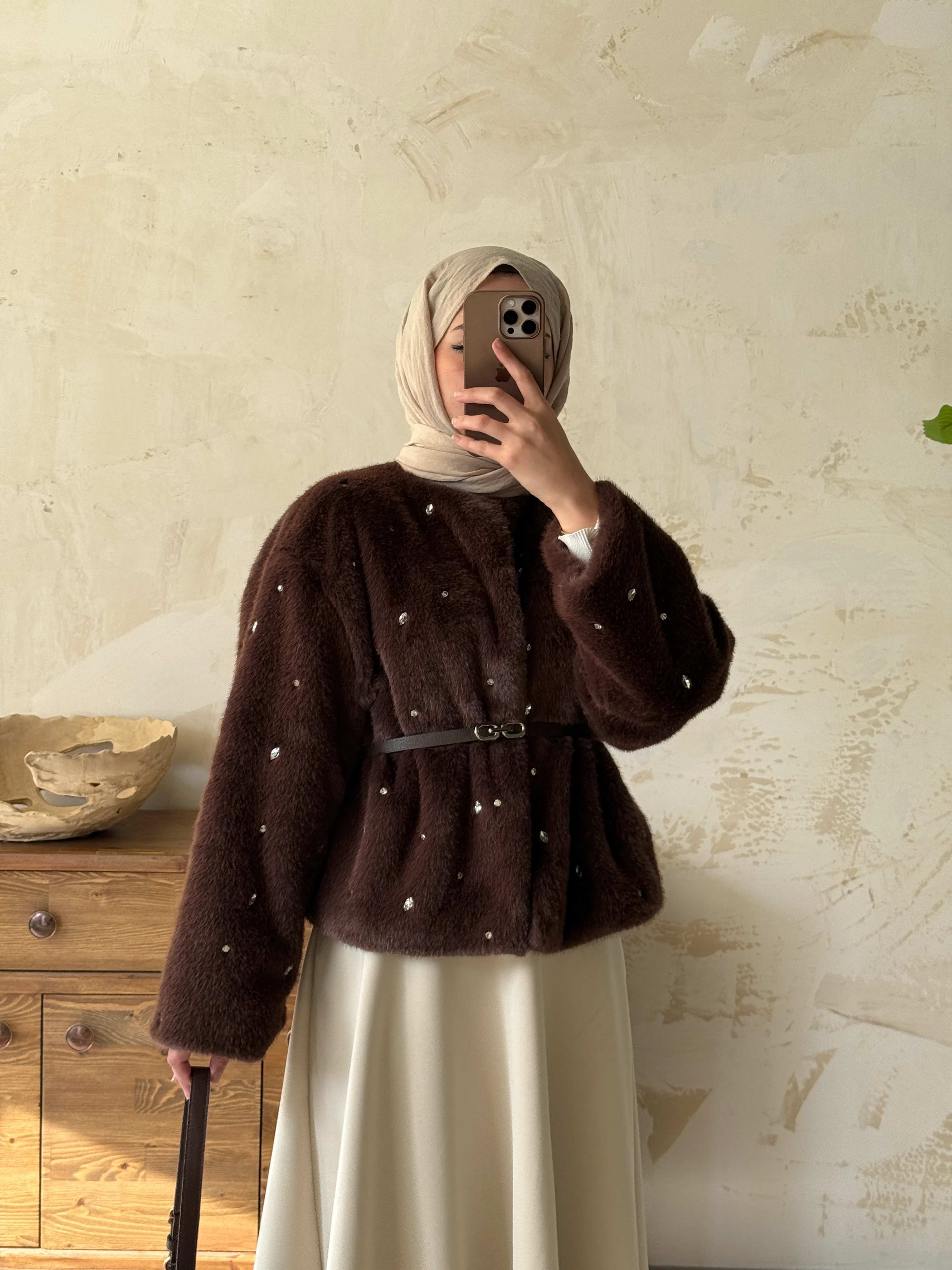 TAŞLI KABAN - Kahverengi