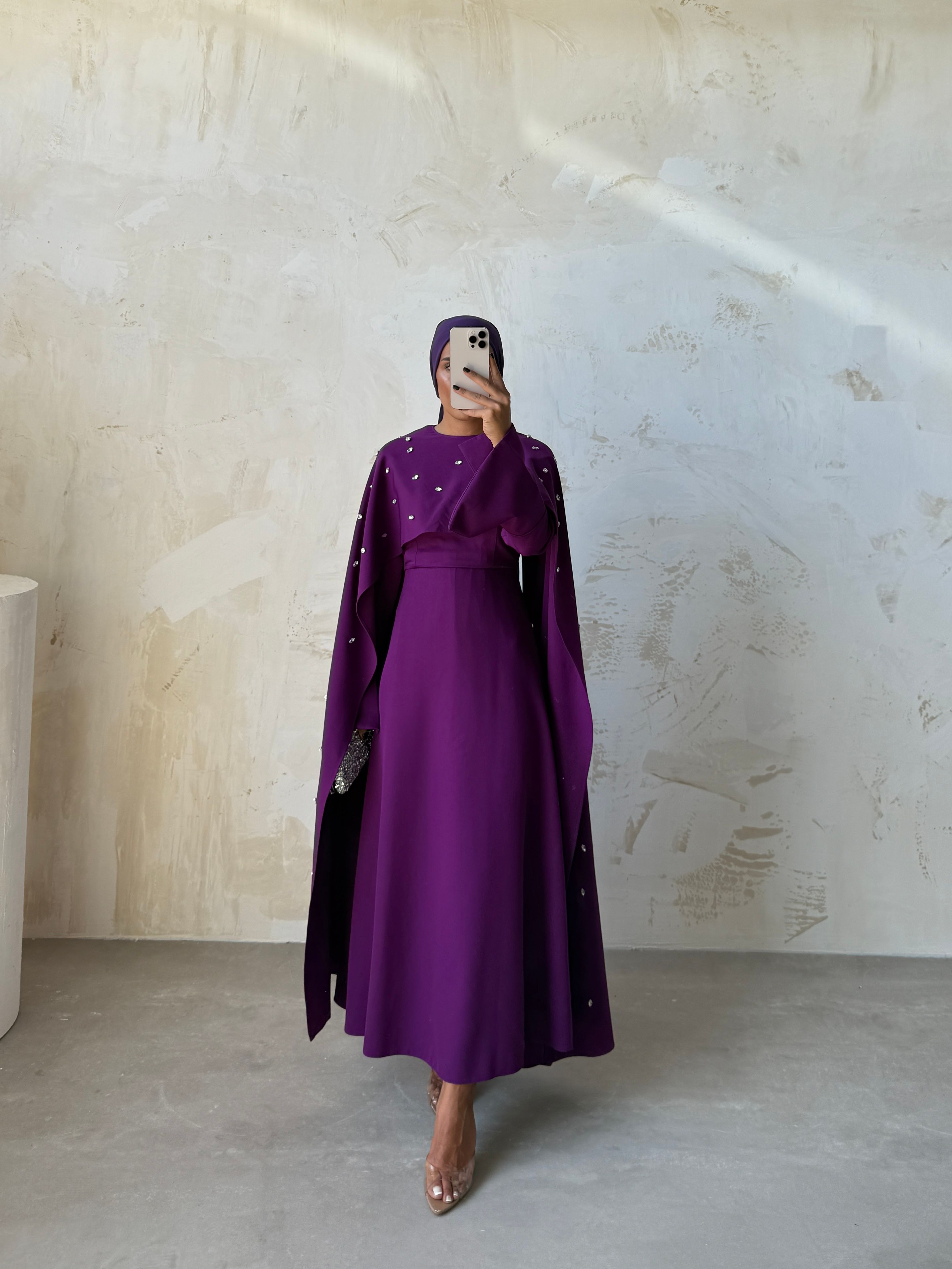 LİANA TAŞLI ELBİSE  - Mürdüm