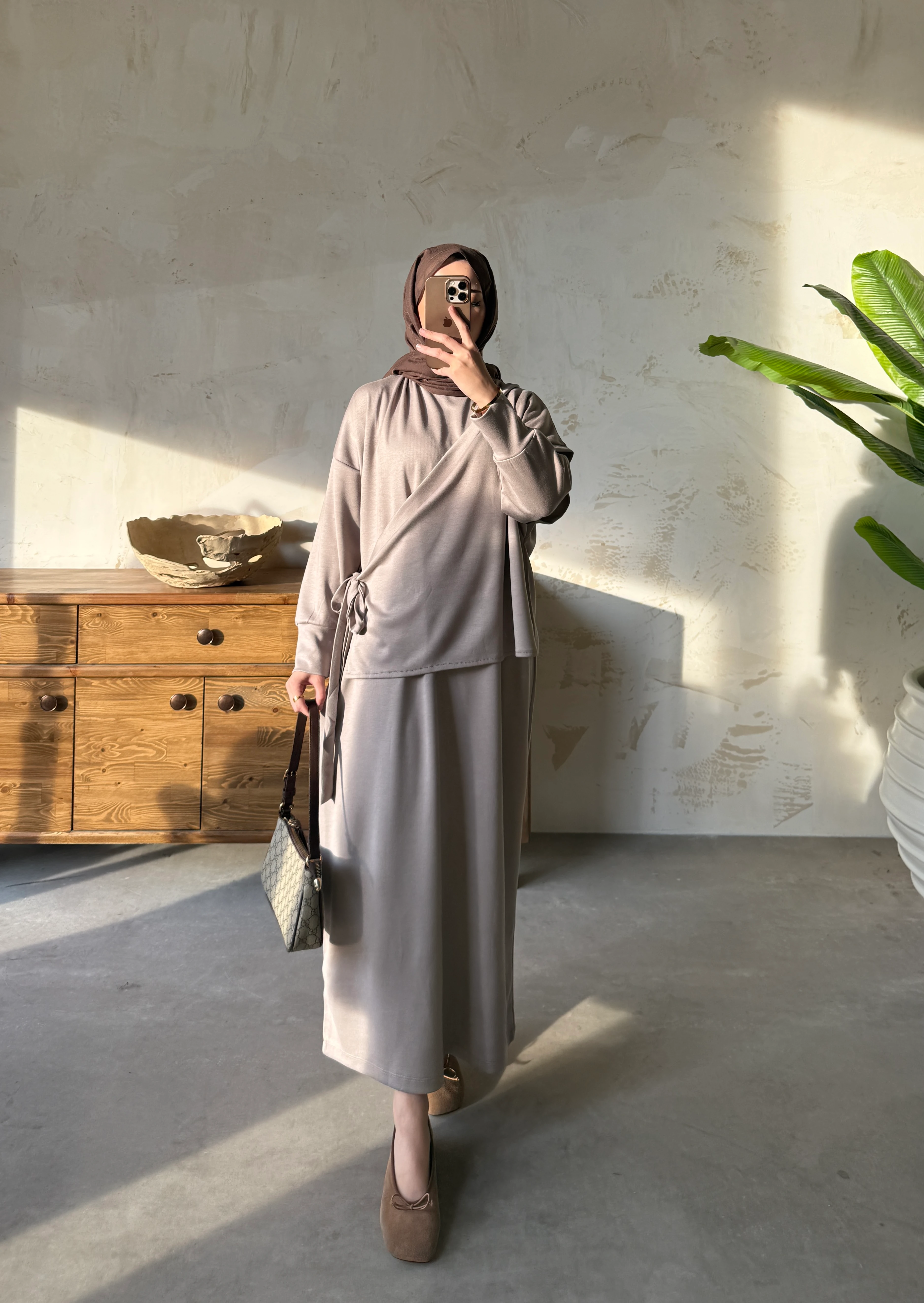 SÜVETER ELBİSE  - Vizon