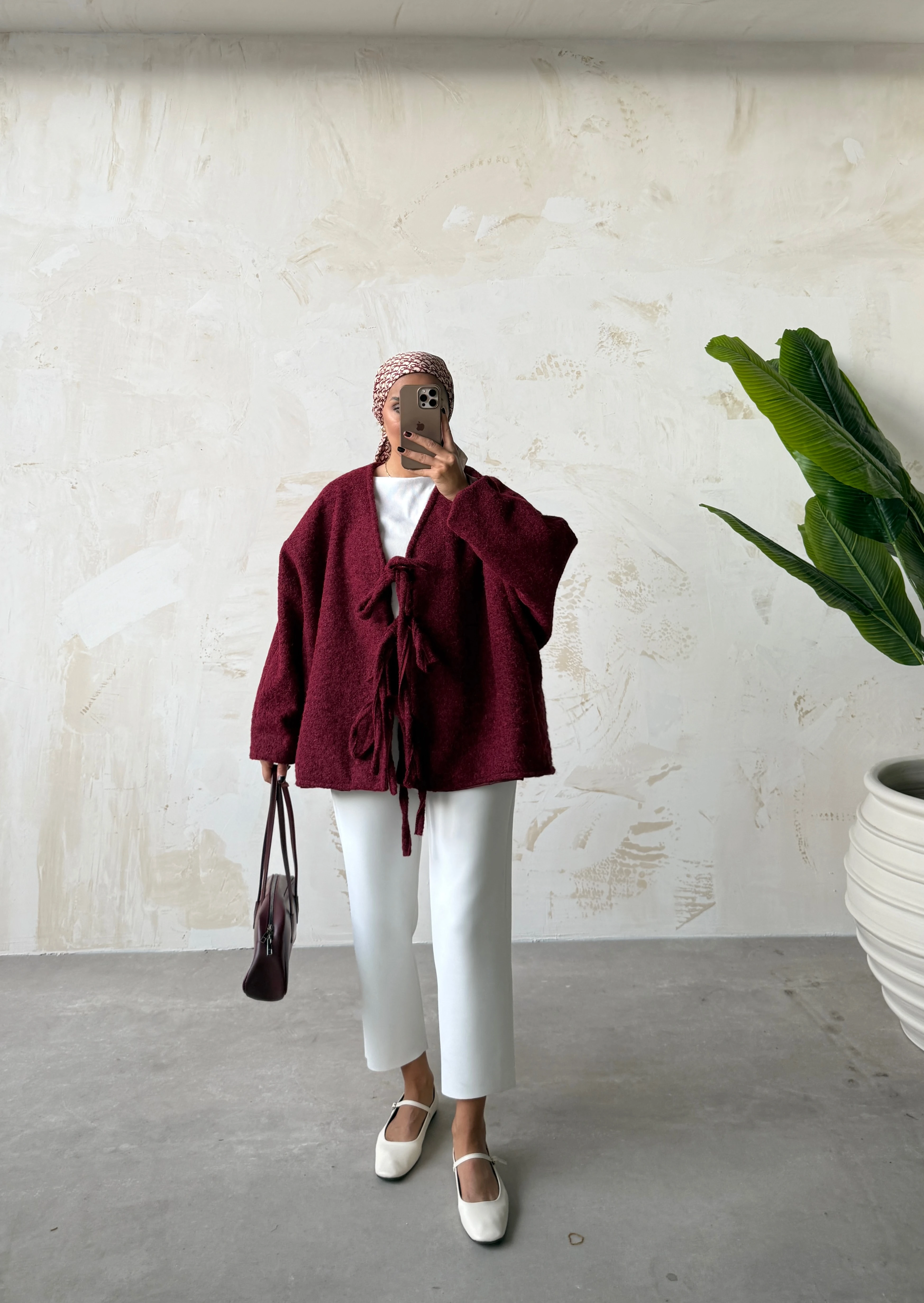 MANT SAÇAKLI KAŞE  - BORDO