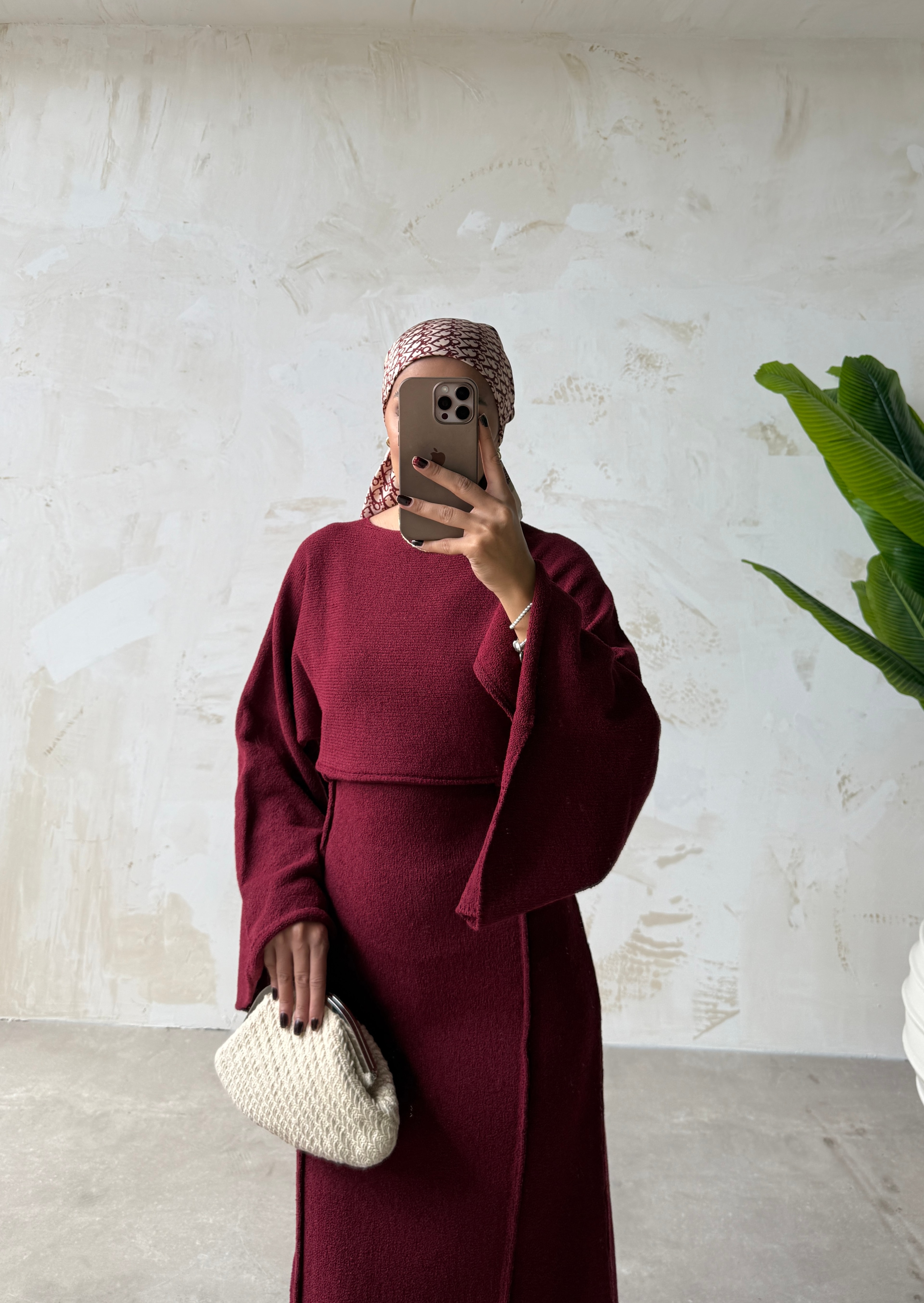 LUTHER TRİKO ELBİSE - Bordo