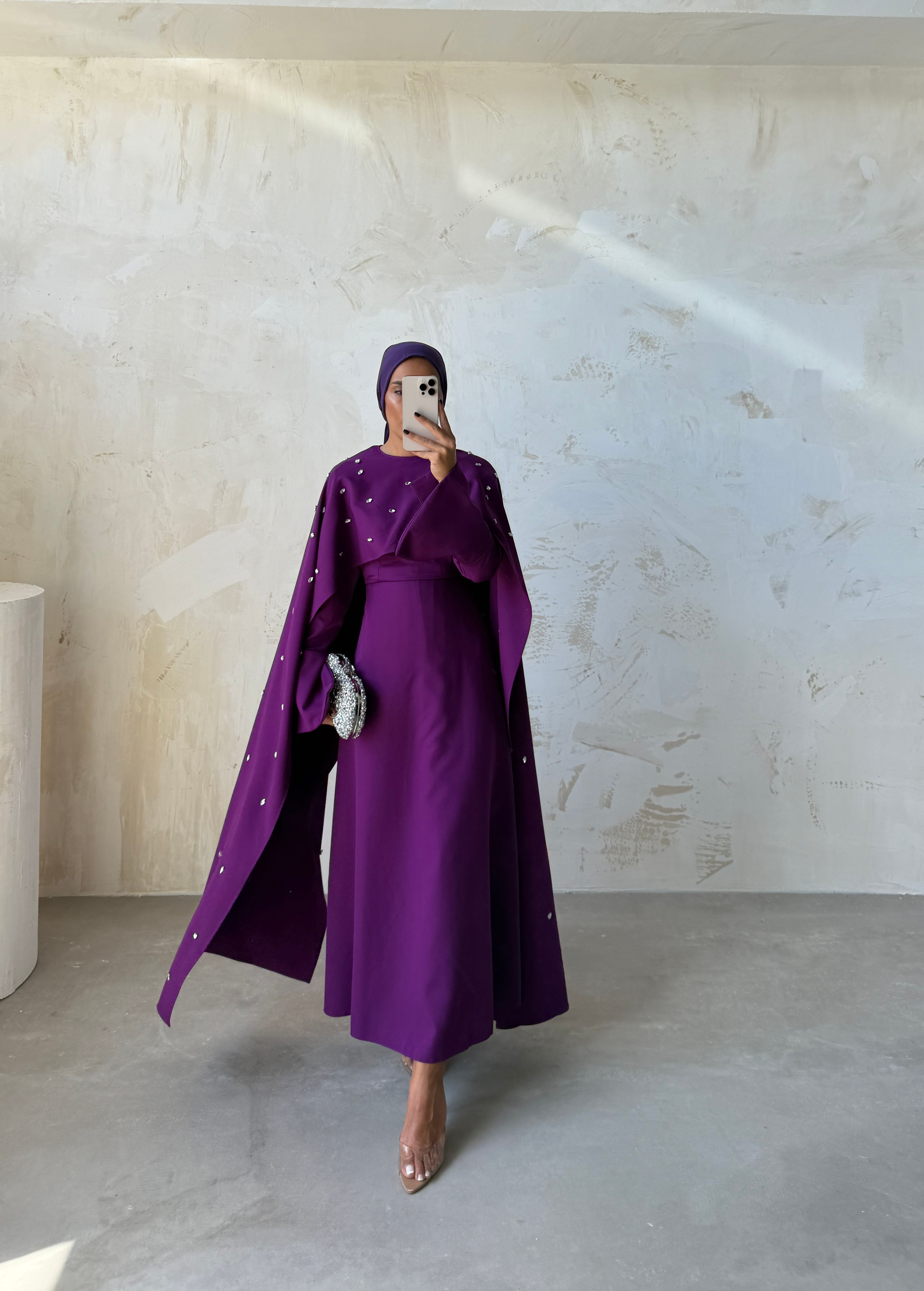 LİANA TAŞLI ELBİSE  - Mürdüm