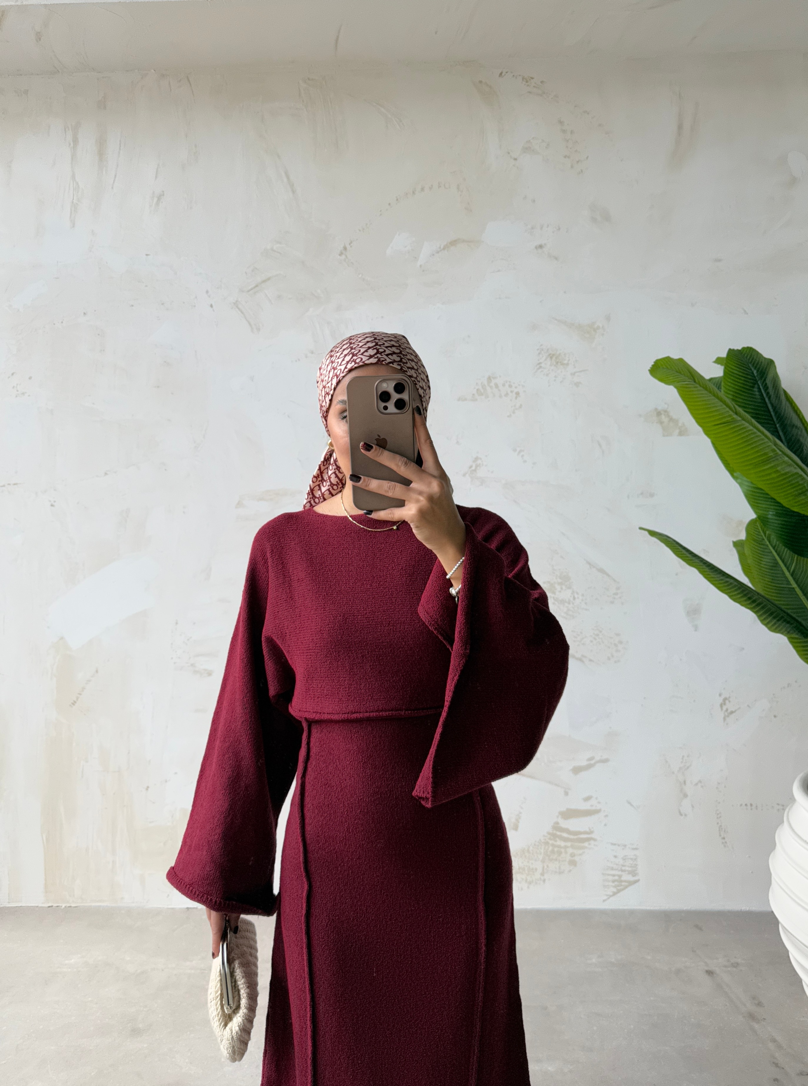 LUTHER TRİKO ELBİSE - Bordo