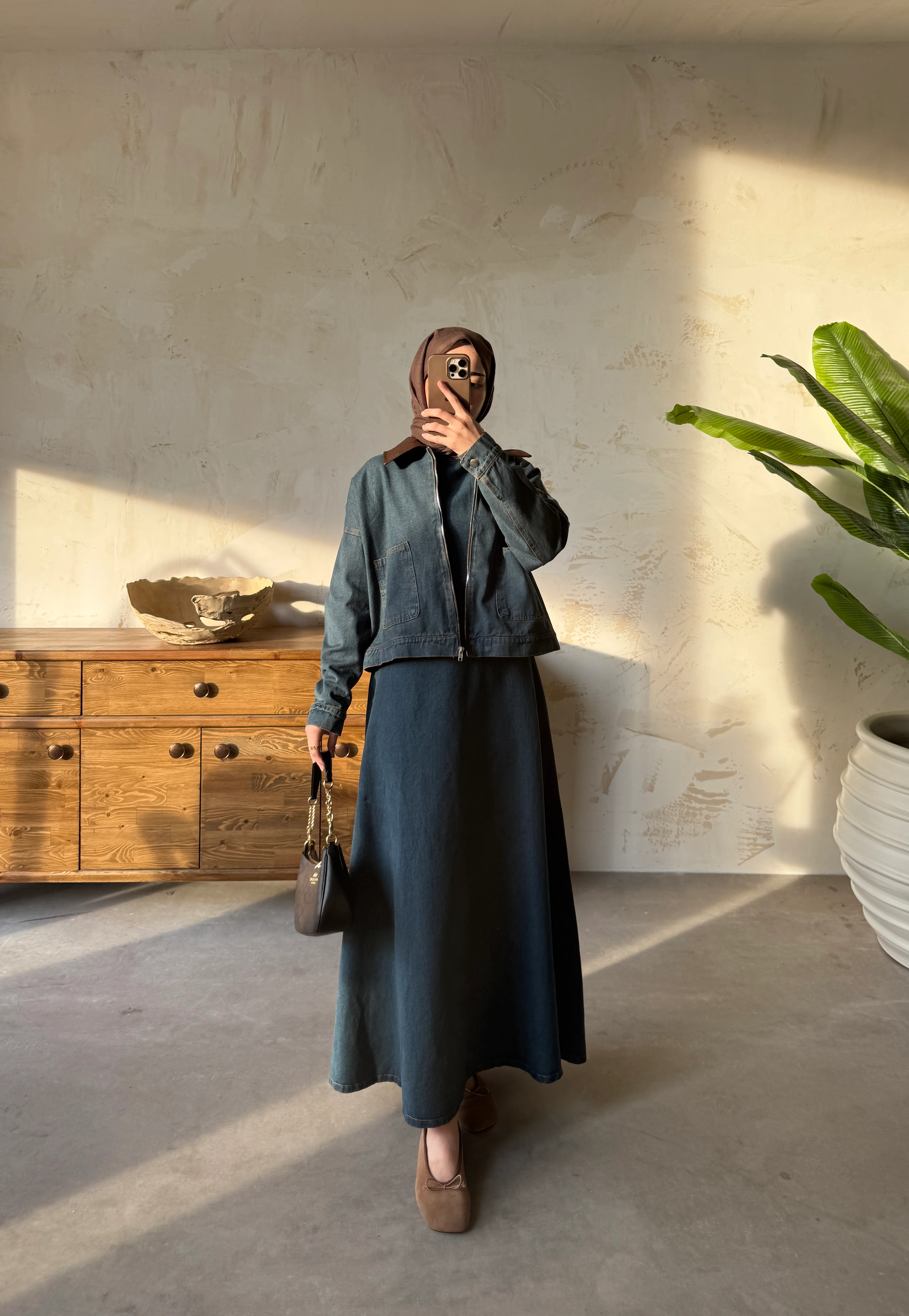 CEKETLİ KOT ELBİSE 