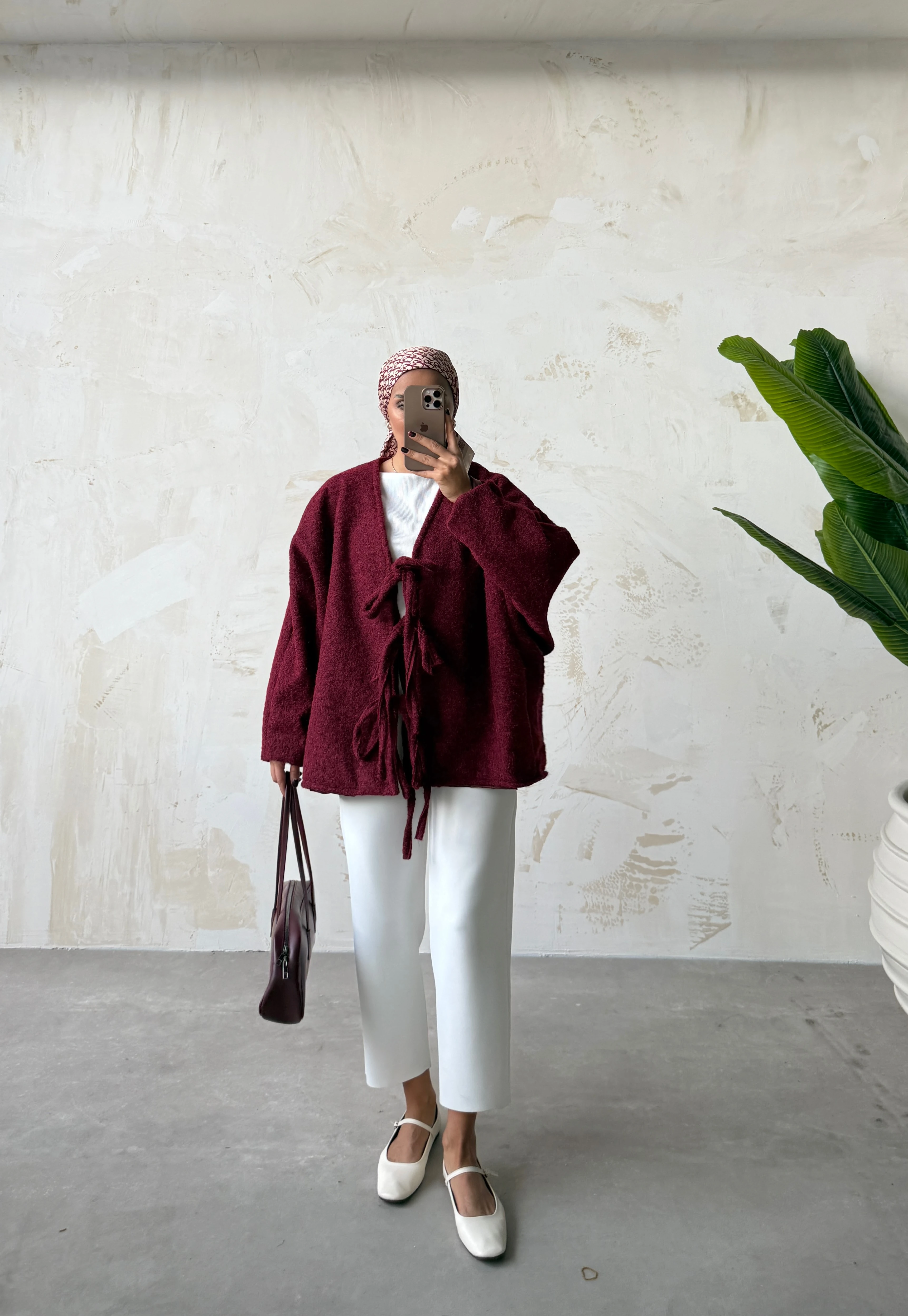 MANT SAÇAKLI KAŞE  - BORDO