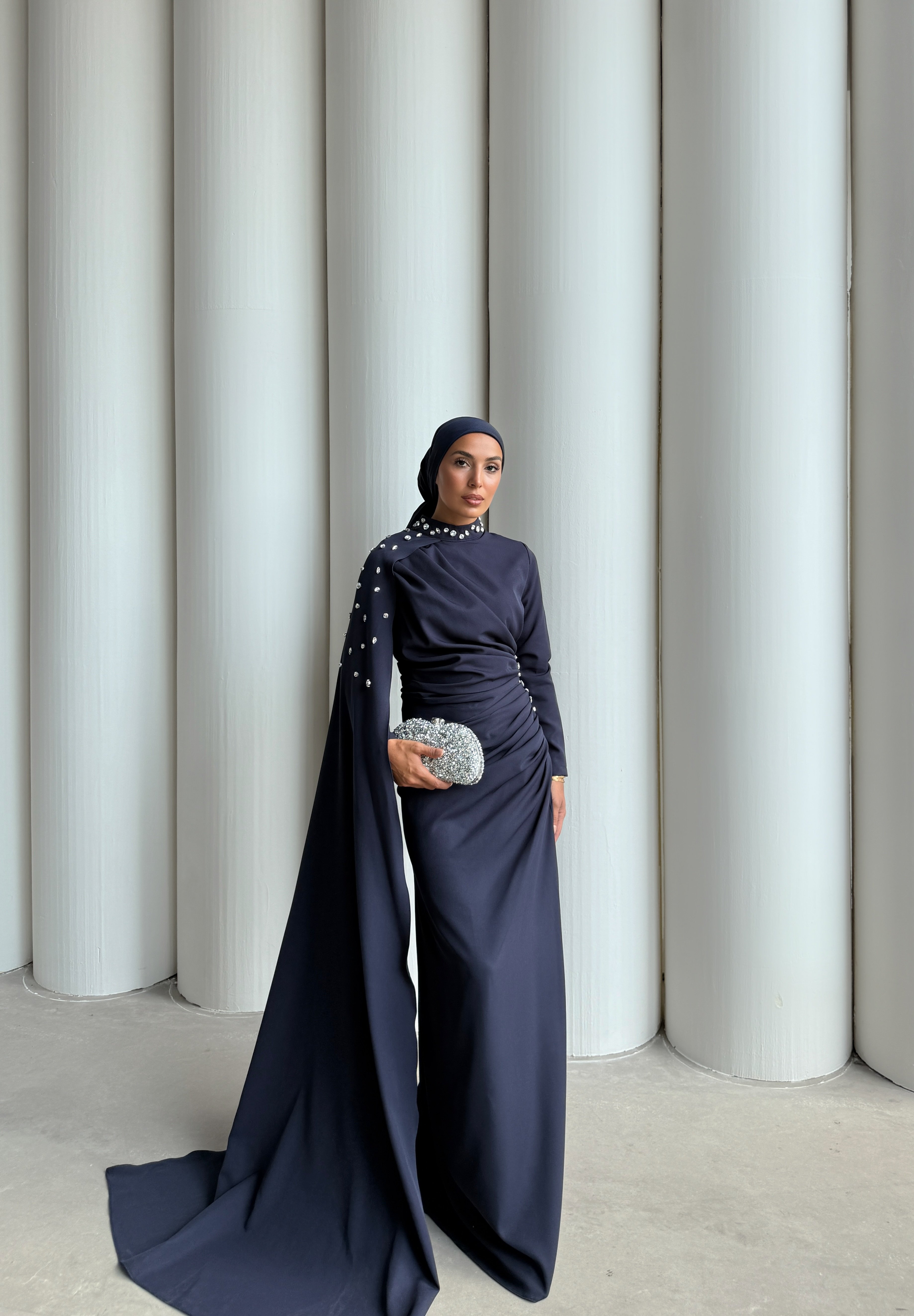 MOİRA TAŞLI ELBİSE  - Lacivert