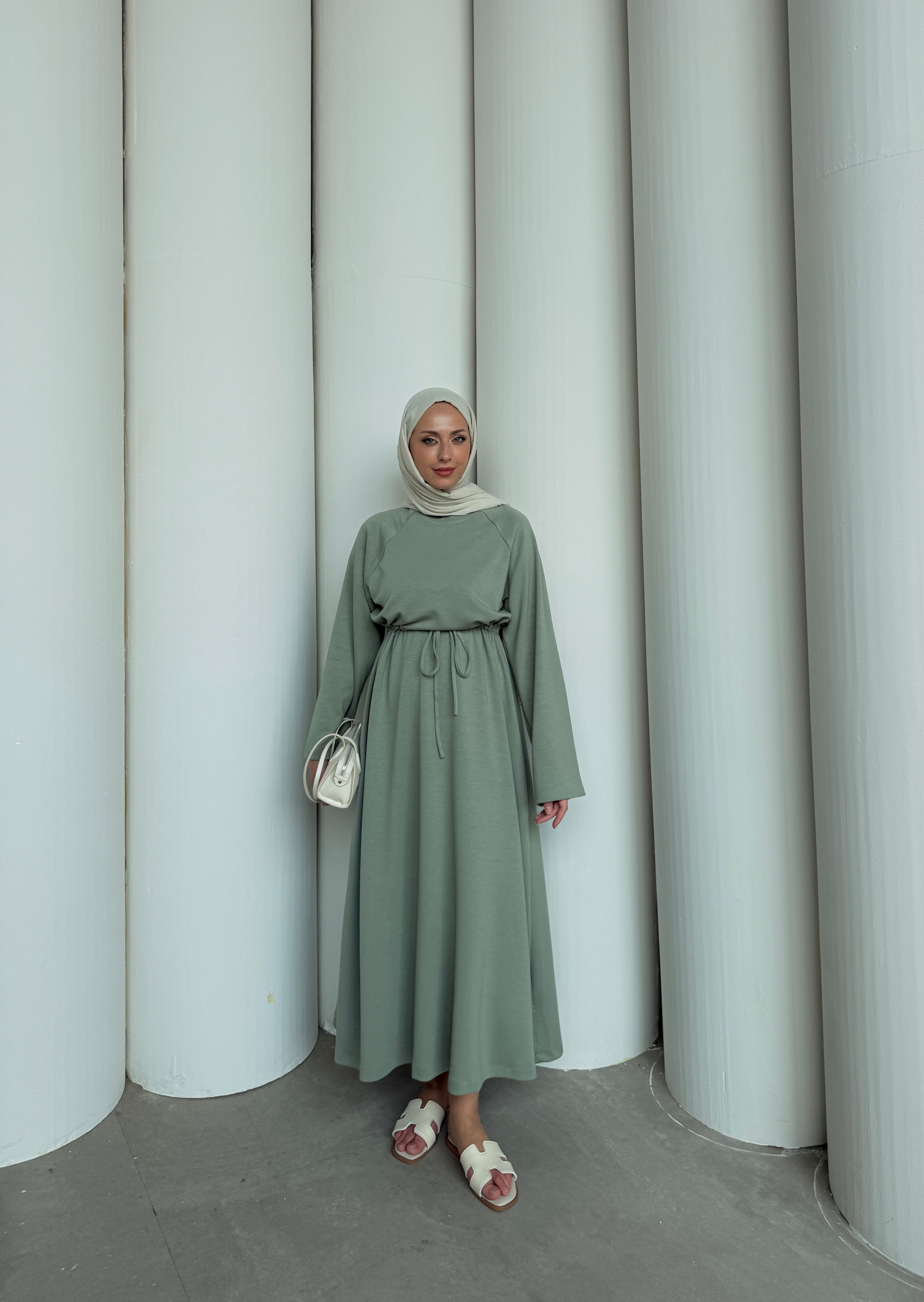 OYSH KUMAŞ ELBİSE - MINT YESILI