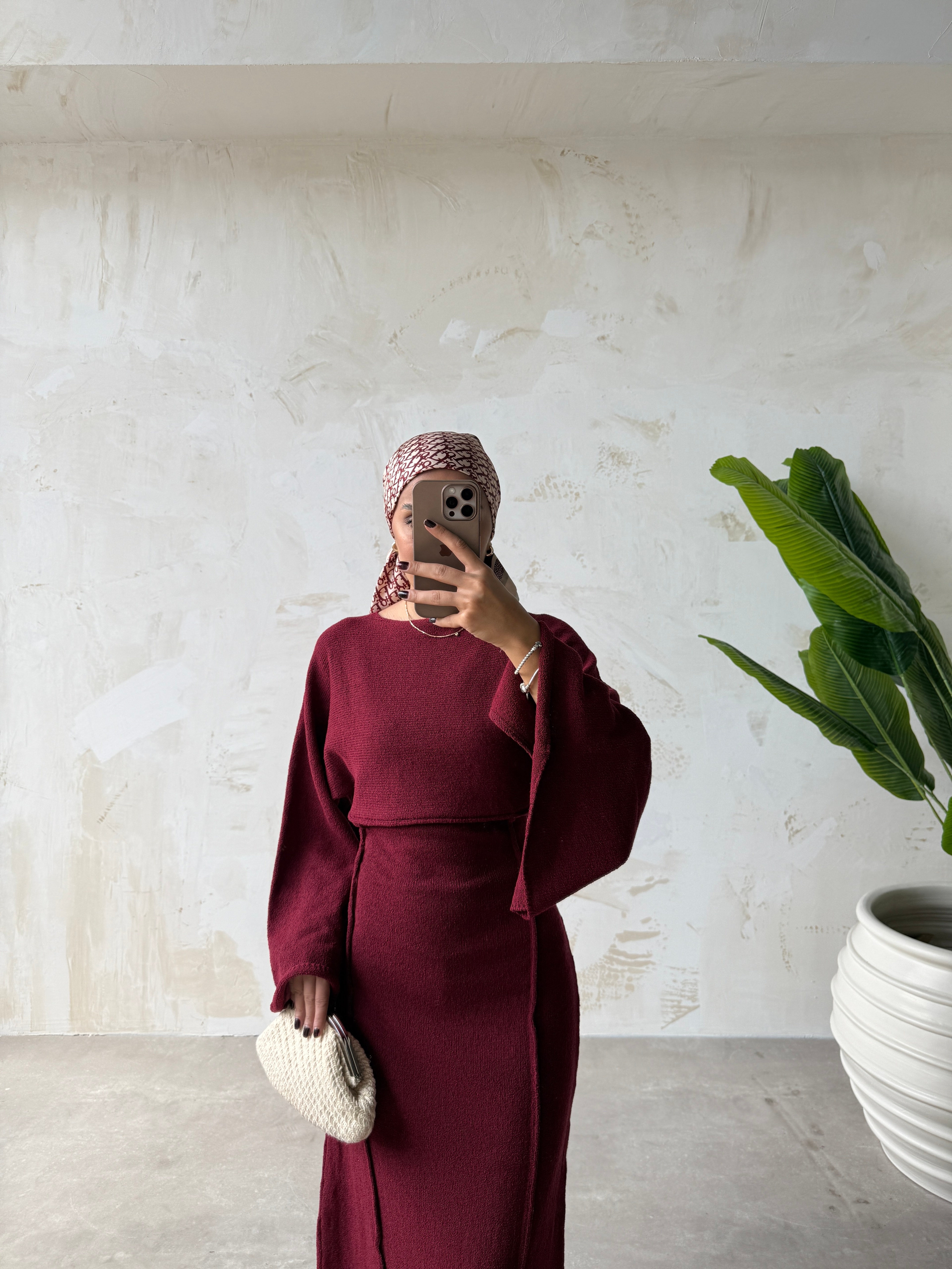 LUTHER TRİKO ELBİSE - Bordo