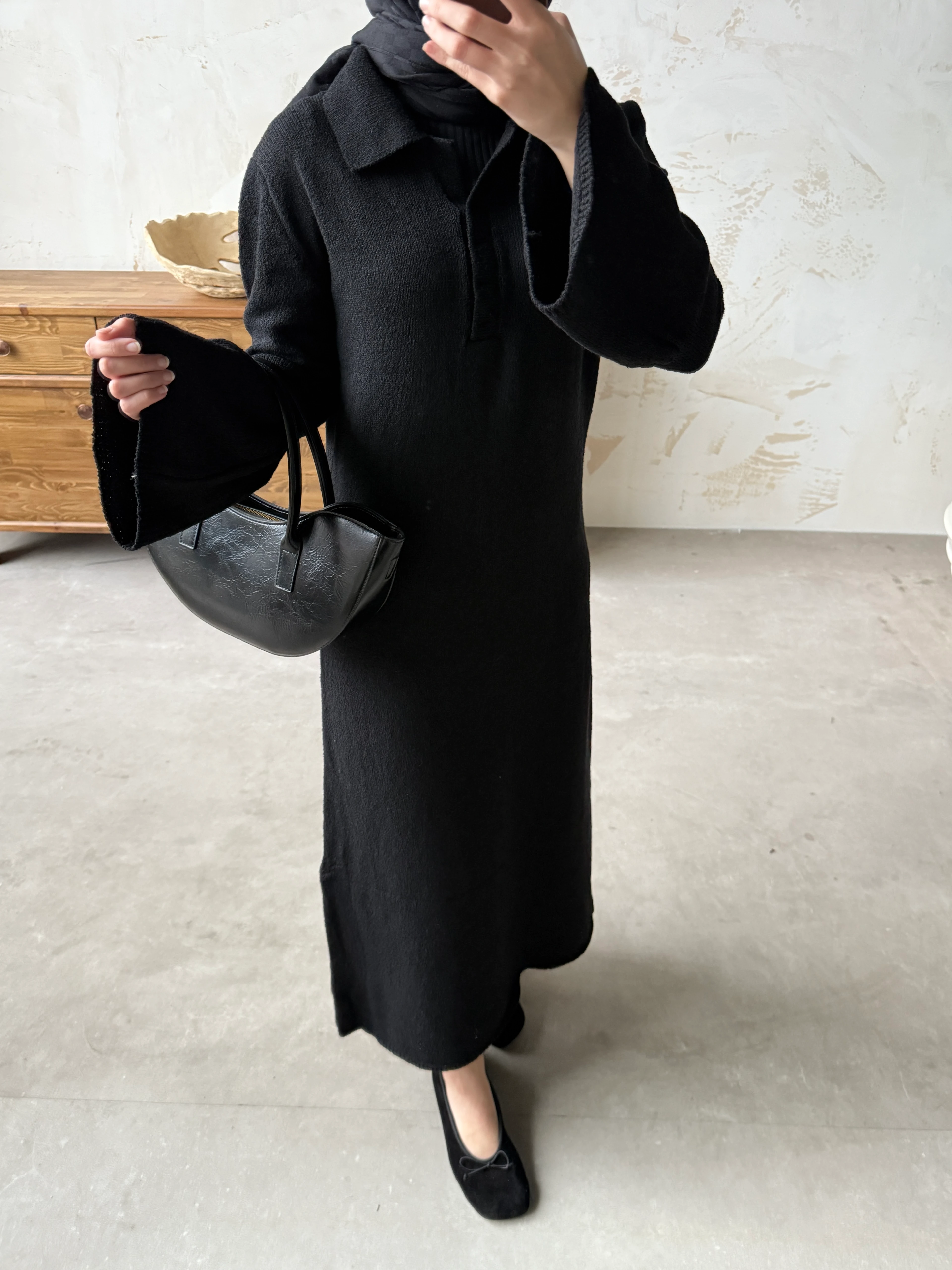 VARİNA TRİKO ELBİSE  - SİYAH