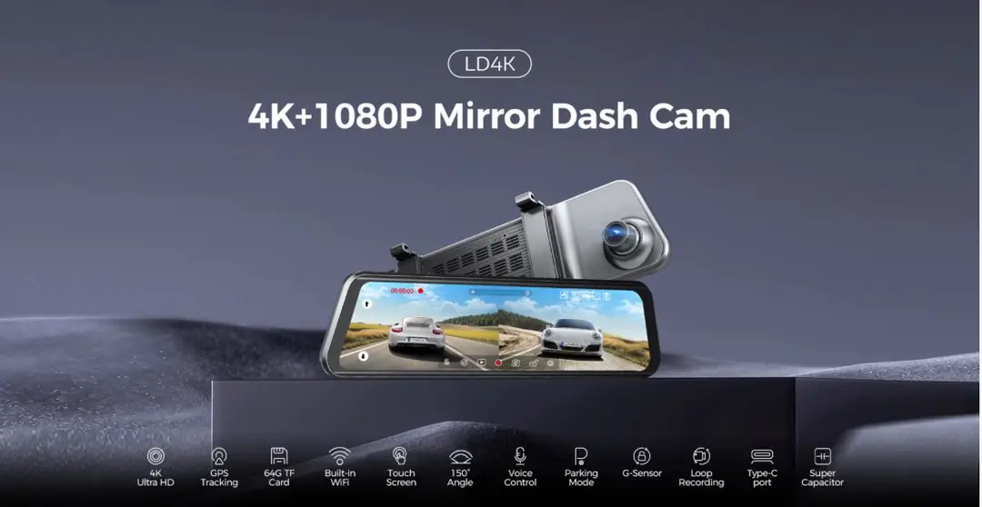 LINGDU LD4K 4K + 1080P Çift Kameralı Araç Kamerası 5