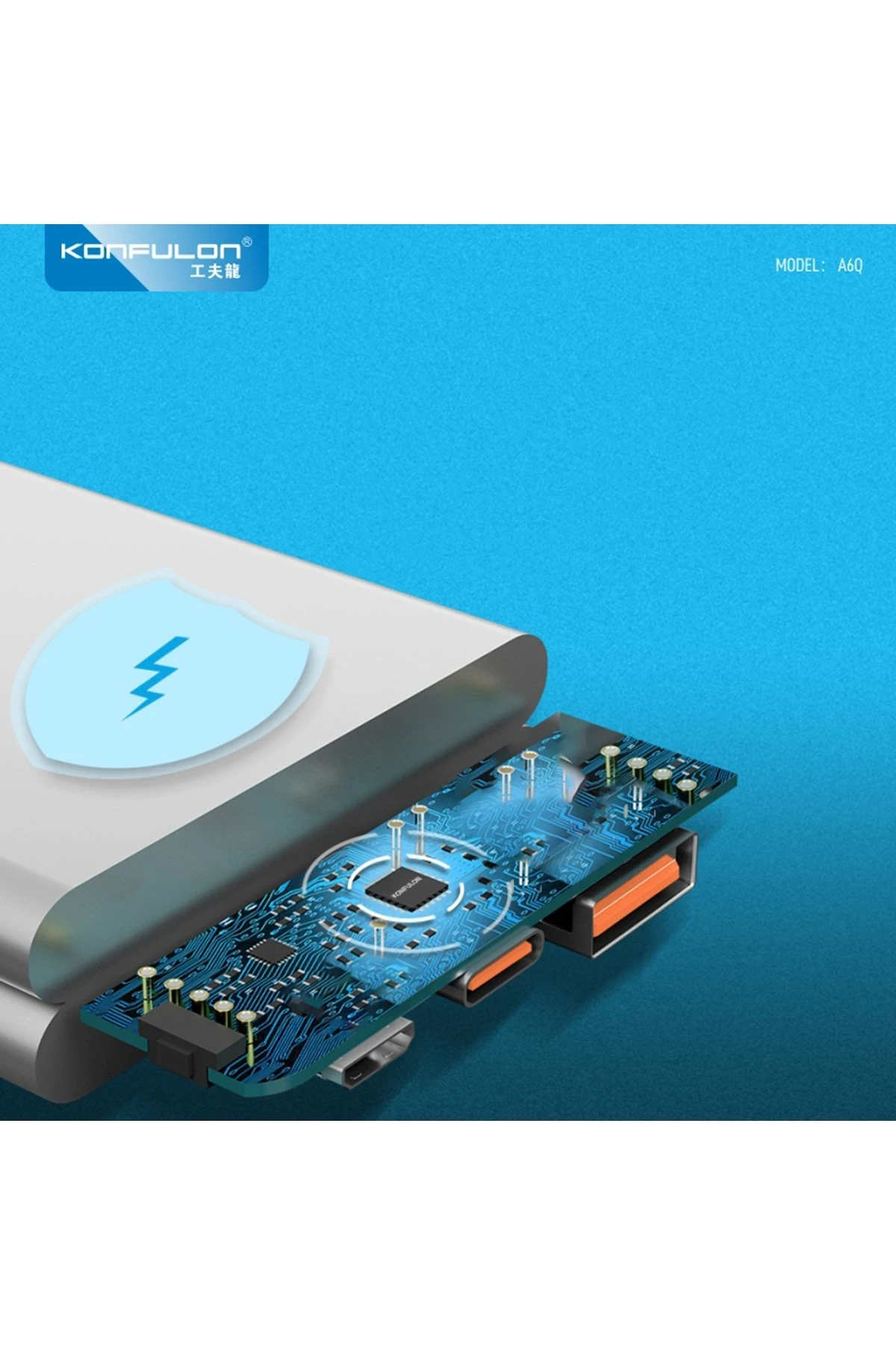 Konfulon A6Q 22.5W Usb 3.0 ve 20W Type-C Çıkışlı 10.000 mAh PD Powerbank