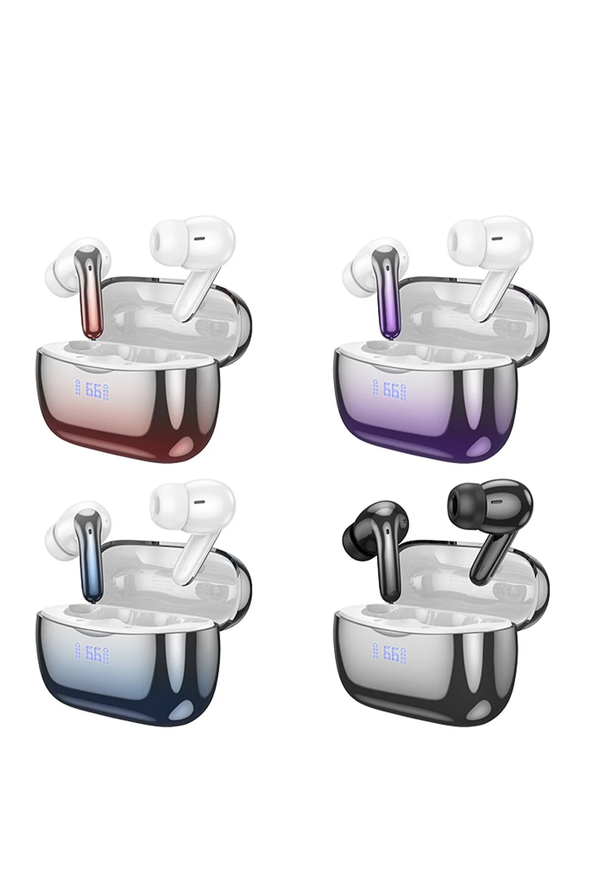 Hoco EQ16 Aktif Gürültü Engelleyici Özellikli Bluetooth 5.3 Kablosuz TWS Airpods Kulaklık - Mor