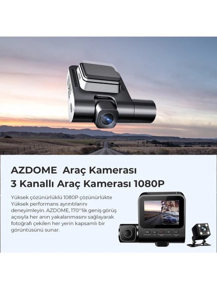 Azdome V600 Araç Kamerası (3 KAMERALI)