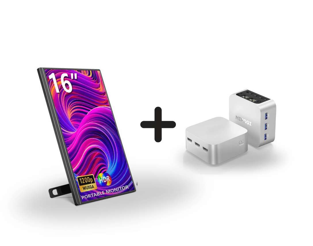 NİPOGİ N100 EXTRA MİNİ PC + VEOUT LCD PORTATİF MONİTÖR