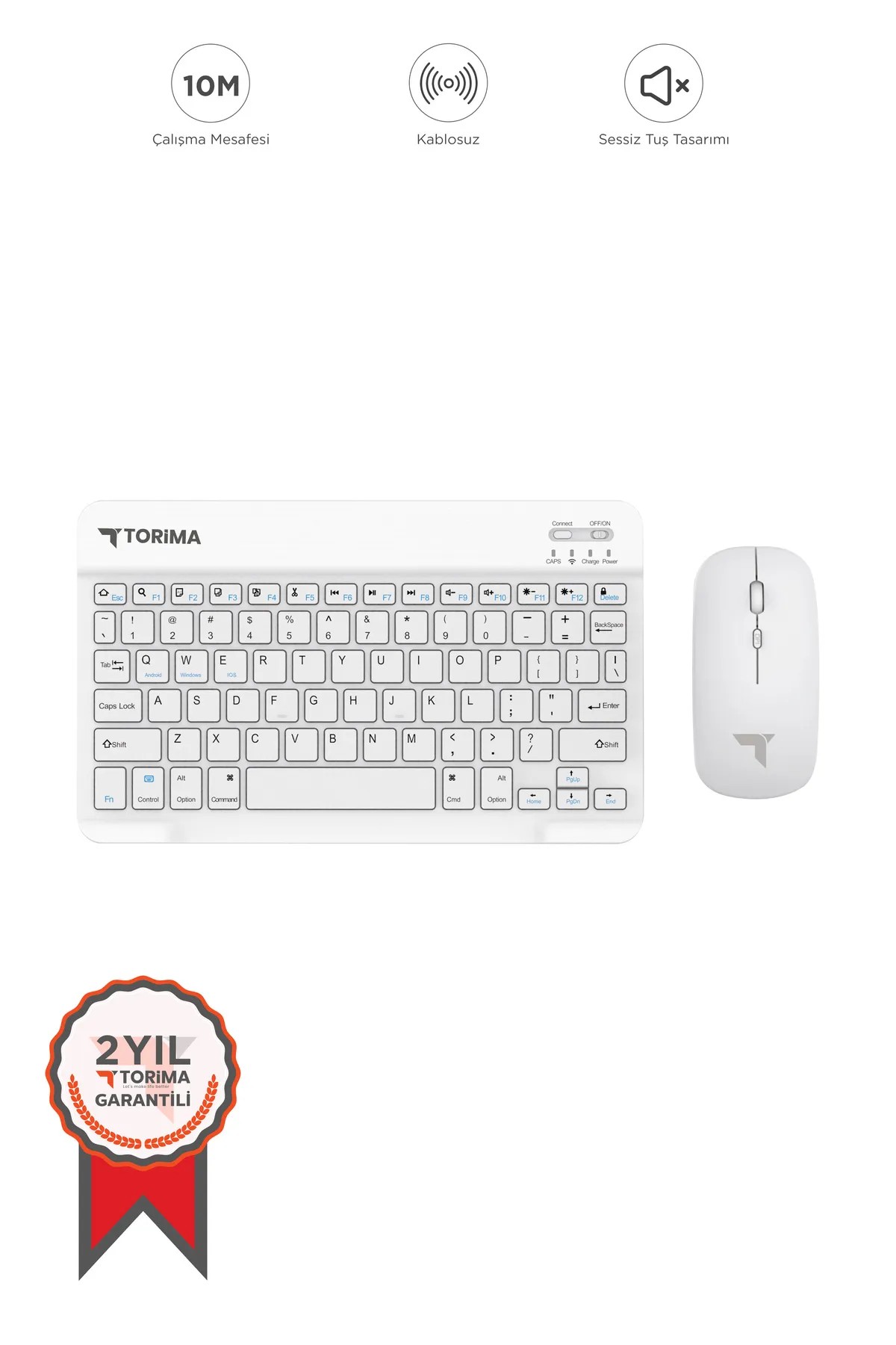 TORİMA Beyaz TMK-04 Kablosuz Klavye Ve Mouse Seti