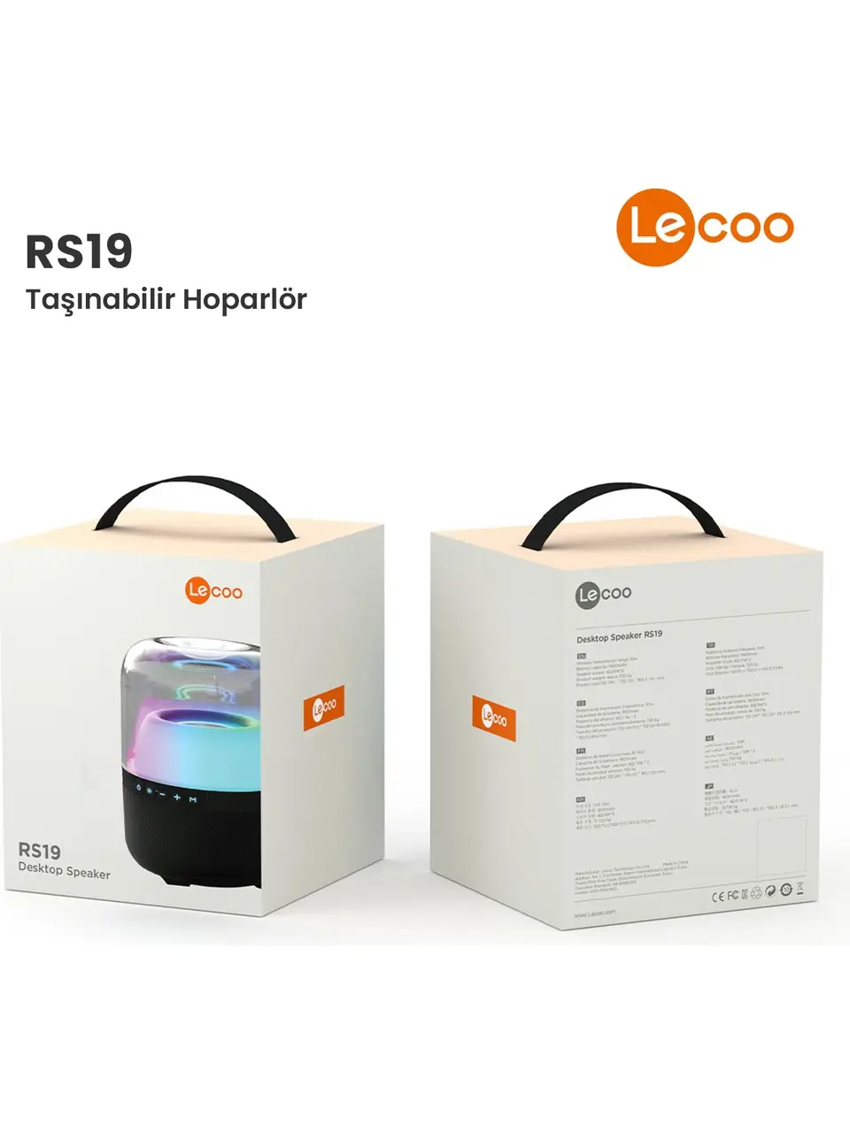 Lecoo RS19 Kablosuz 10W RGB Aydınlatmalı Bluetooth/USB/AUX/SD Kart Stereo Taşınabilir Hoparlör 8