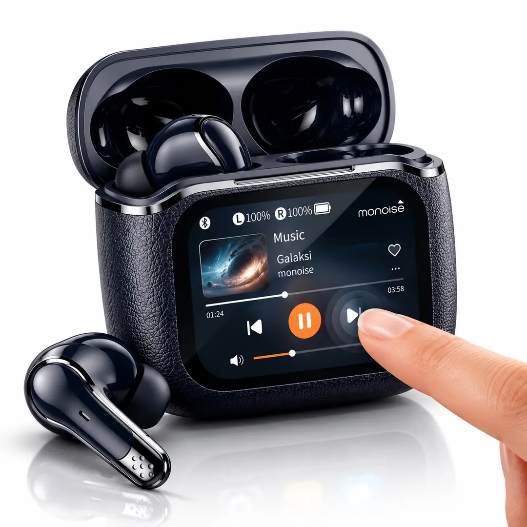 Monoise P-S6 2.0 Akıllı Ekranlı TWS Bluetooth Kulaklık – ANC, Dokunmatik Ekran, Müzik ve Arama Kontrolü 2