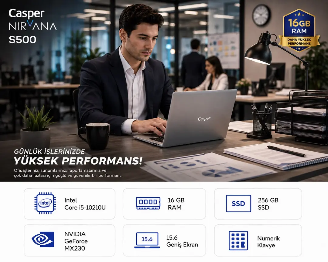 Casper Nirvana S500 ESNAF KAMPANYASI ! İntel Crore i510210u 16 gb ram/256 gb ssd 3