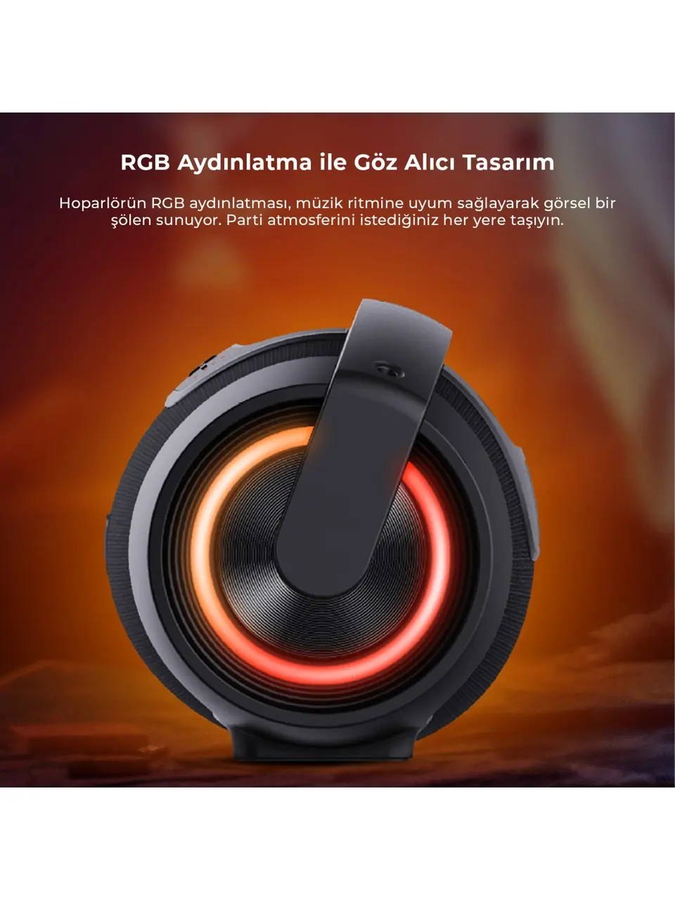Lecoo DS151 80W Kablosuz Bluetooth 5.0 RGB Aydınlatmalı TWS Boombox Stereo Taşınabilir Hoparlör 6