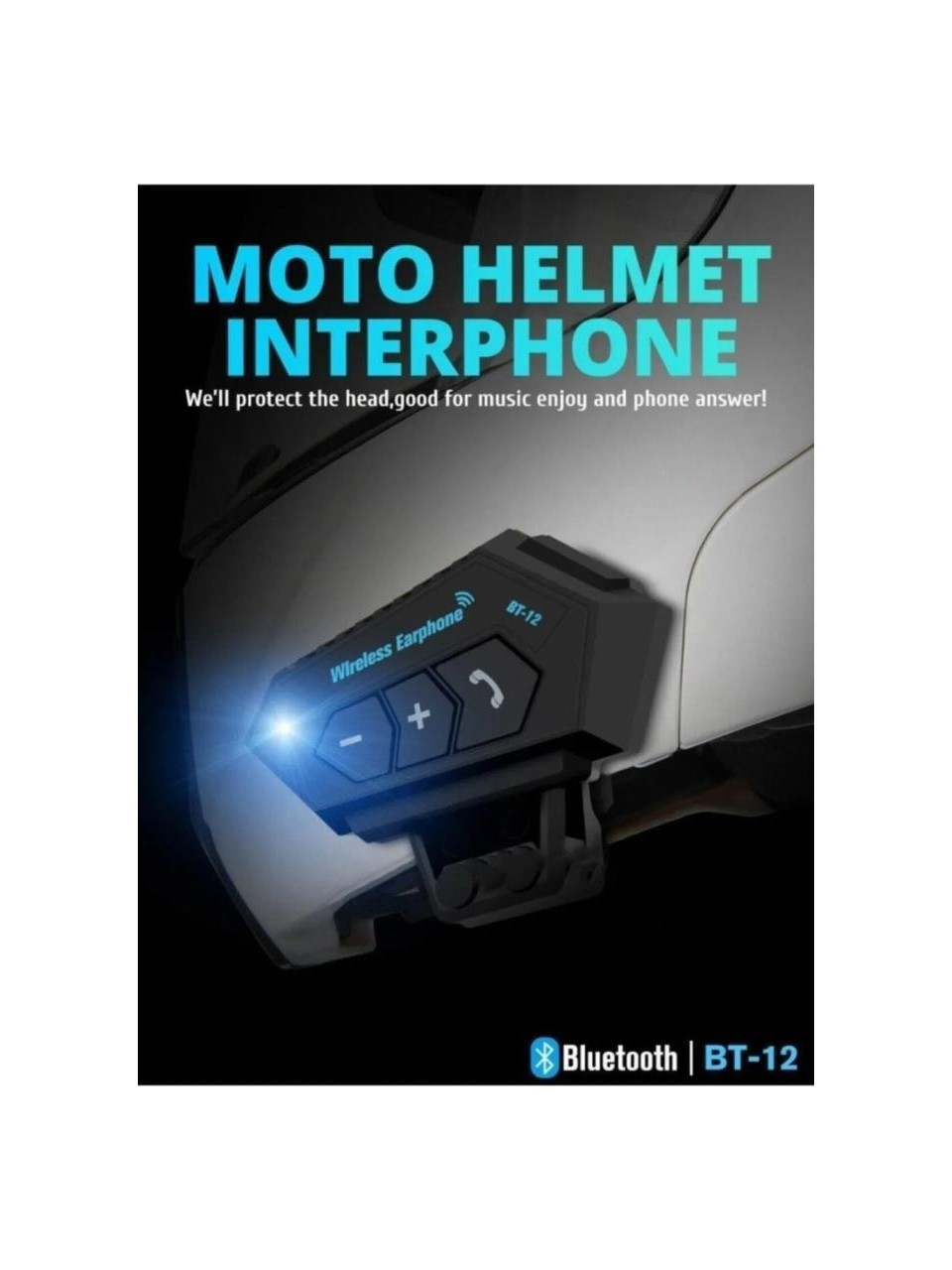 Torima BT12 Motosiklet Bluetooth Intercom Interkom Dinleme ve Konuşma Özellikli Su Geçirmez Kulaklık