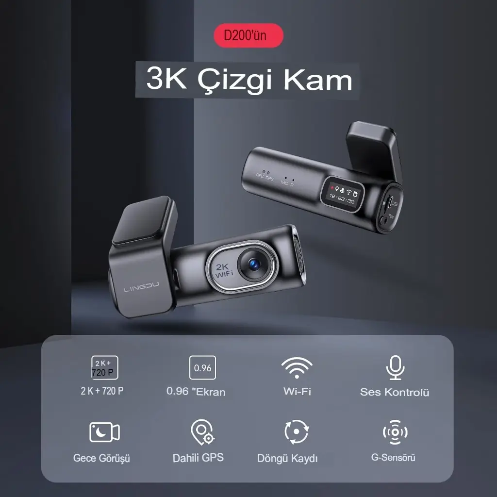 Lingdu D200 ÖN/ARKA 3K Araç Kamerası 3