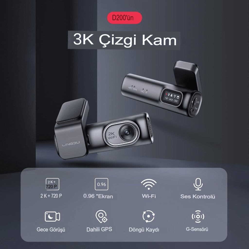 Lingdu D200 3K Araç Kamerası