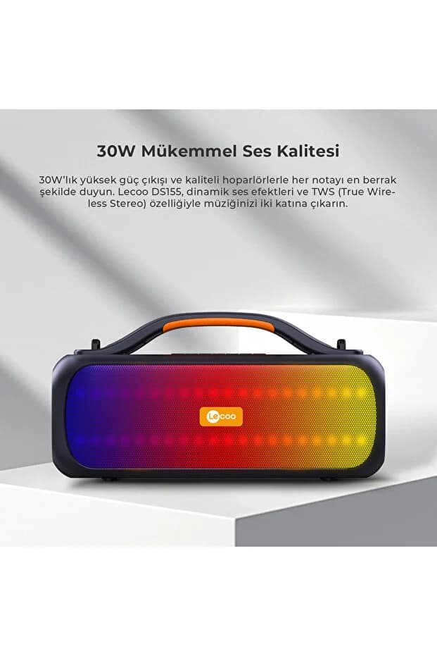 Lecoo Ds155 30w Kablosuz Bluetooth 5.0 Rgb Ipx5 Tws Boombox Taşınabilir Hoparlör 2