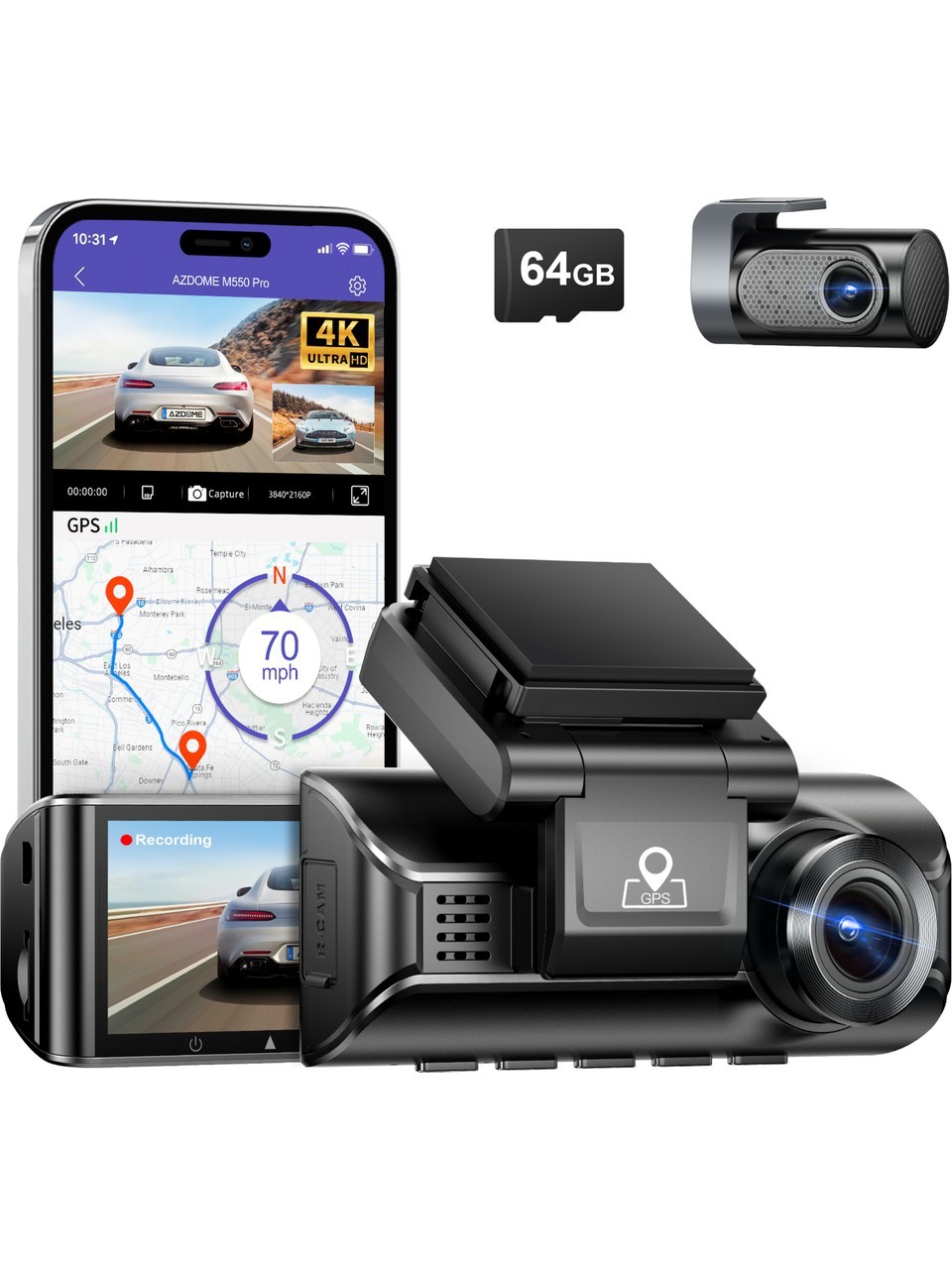 Azdome M550 Dual 4K Çift Kameralı Araç Kamerası
