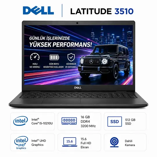 Dell Latitude 3510 iNTEL cORE İ5-1021OU-16 GB RAM-500 SSD Laptop