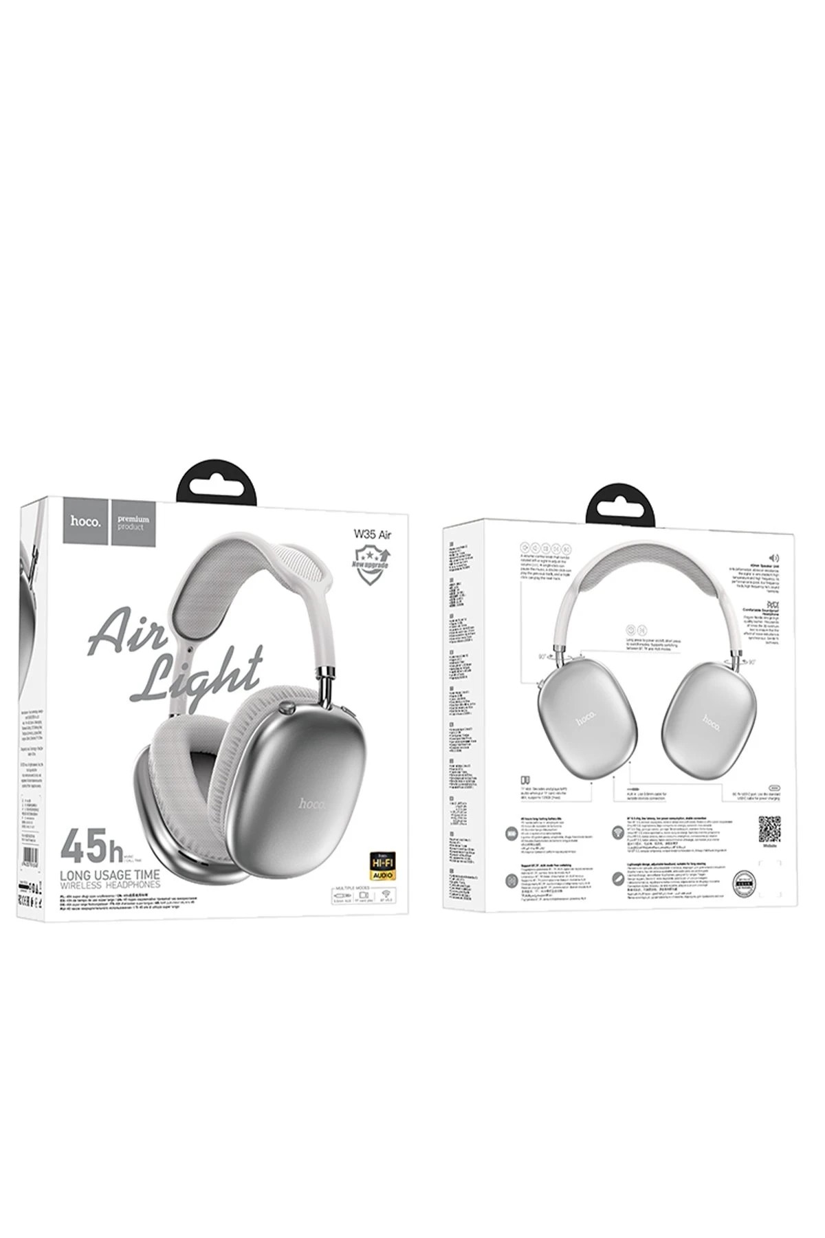 HOCO W35 KABLOSUZ BLUETOOTH KAFAÜSTÜ KULAKLIK - Gümüş