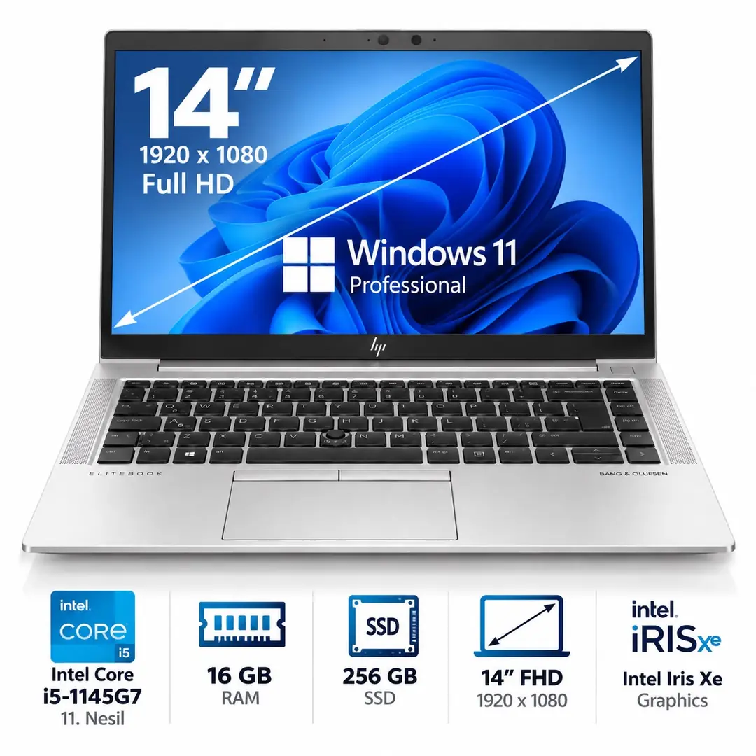 HP EliteBook 840 G8 i5-1145G7 16GB RAM 256GB SSD 14” FHD Windows 11 Pro Dizüstü Bilgisayar 2