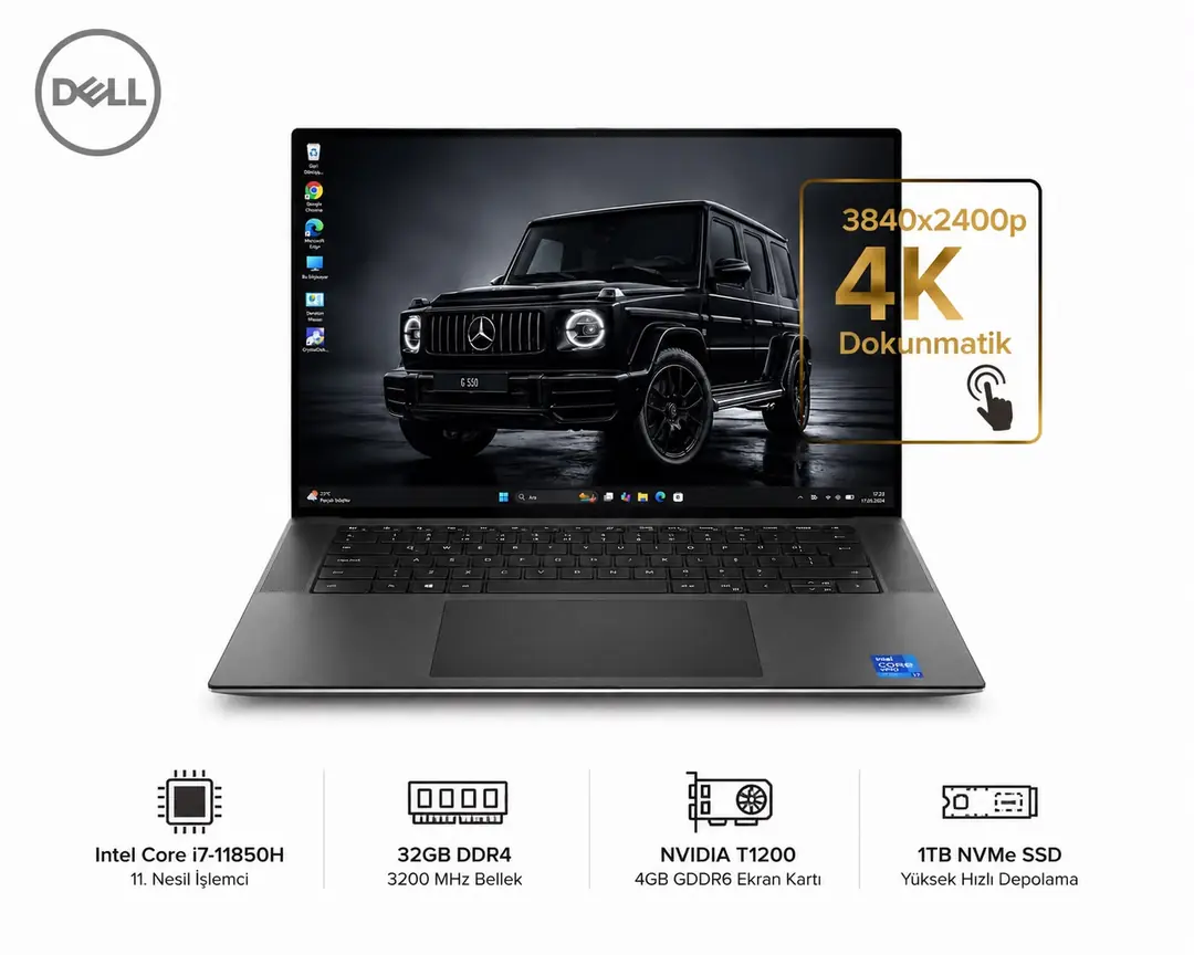 Dell Precision 5560 i7-11850H 32GB RAM 1TB SSD NVIDIA T1200 4GB 4K UHD+ Dokunmatik Laptop 2