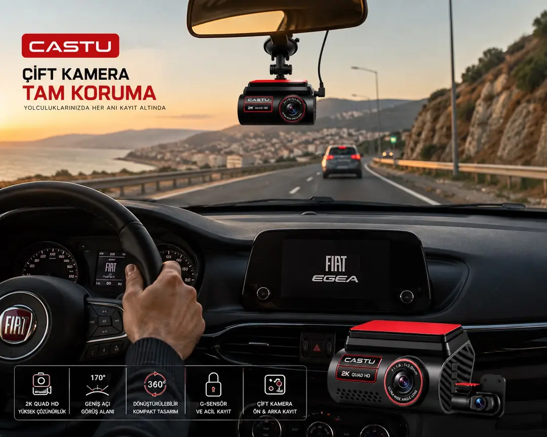 Castu Traffic 2K Ön ve Arka Araç kamerası 2 hediyeli VE Sepette 2000₺ ANINDA İNDİRİM 3