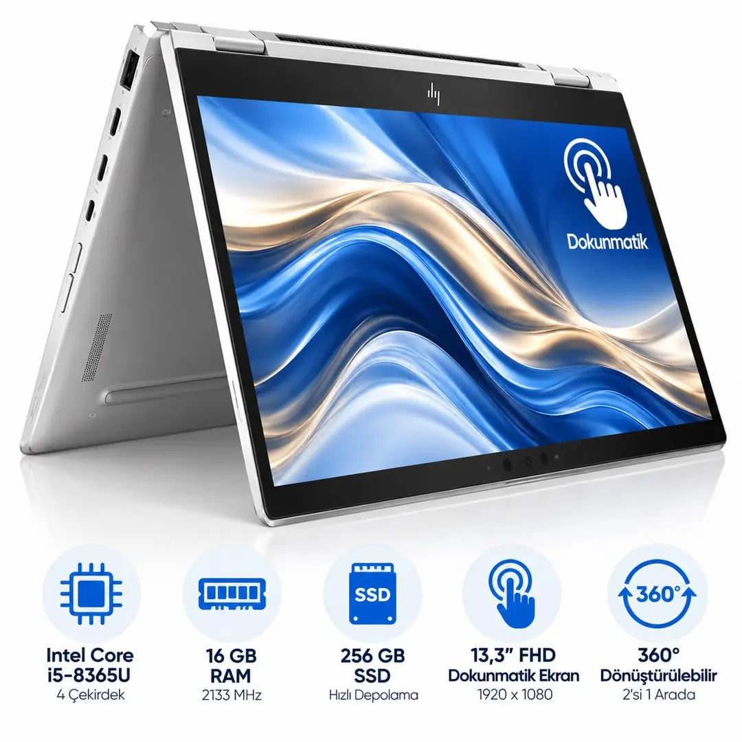HP EliteBook x360 1030 G4 i5-8365U 16GB RAM 256GB SSD 13.3” FHD Dokunmatik Katlanabilir  4