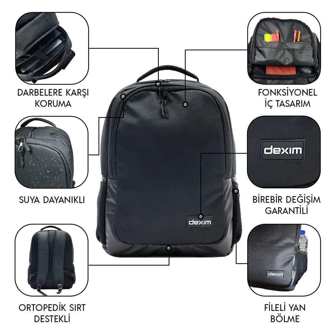 T-LİFE DXM 15.6″ Notebook Sırt Çantası Siyah 5
