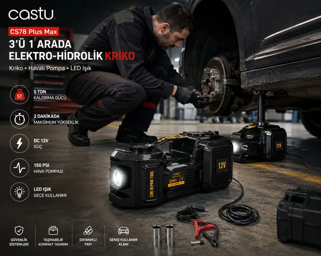 Castu CS78 Plus Max 3 ü 1 arada Elektro-Hidrolik Kriko 3