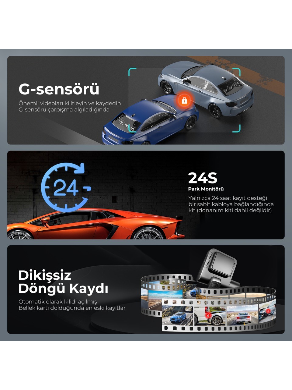 Azdome V600 Çift Kameralı Kamera (Ön & Kabin)