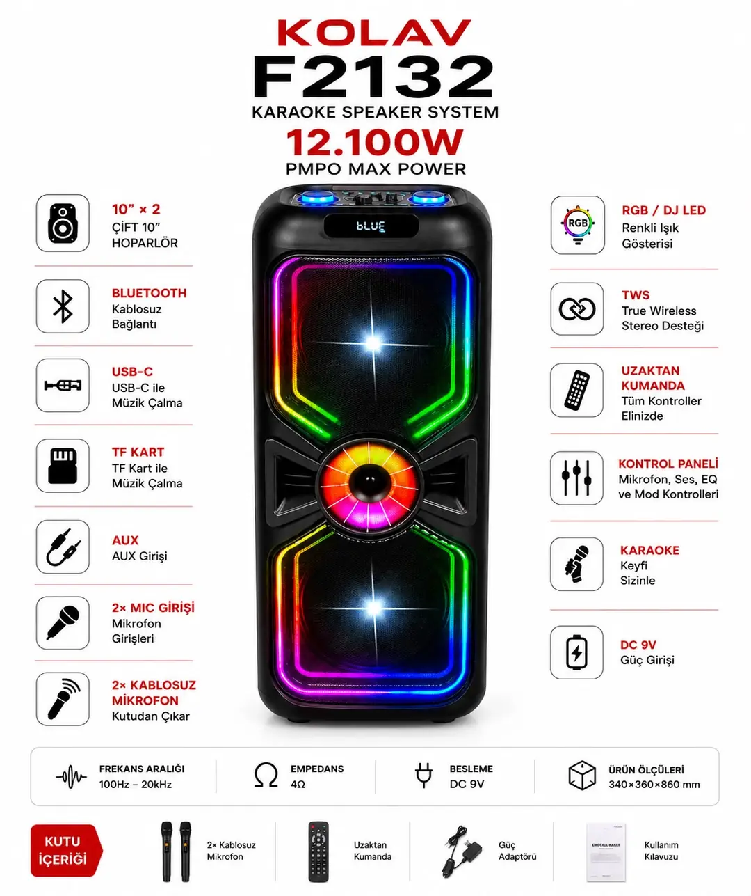KOLAV F2132 Bluetooth Speaker Sepete ekle 2000₺ indirim