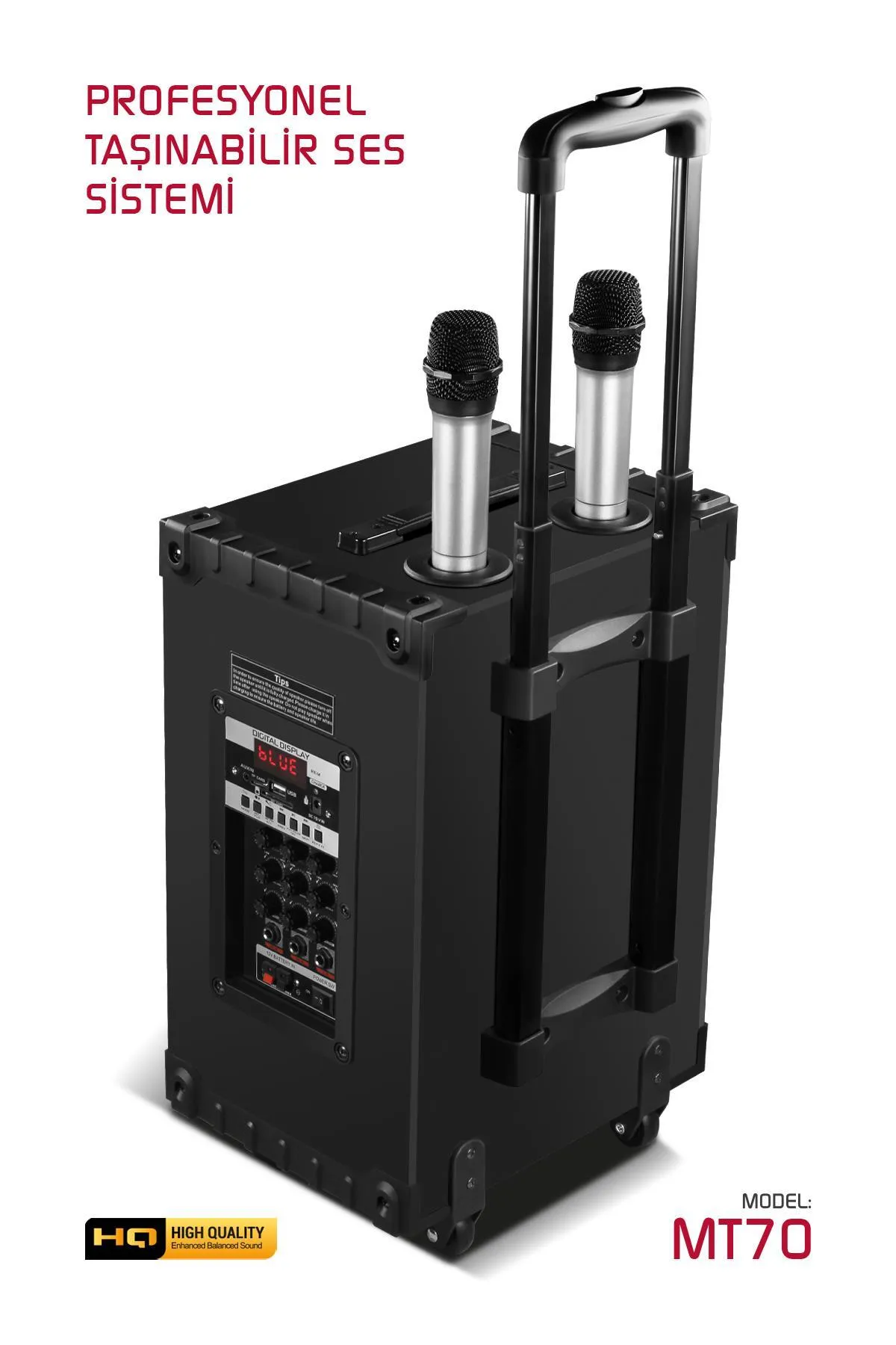 Powerway Şarjlı Çift Mikrofonlu Hoparlör Karaoke Sistemi Taşınabilir Amfi 4