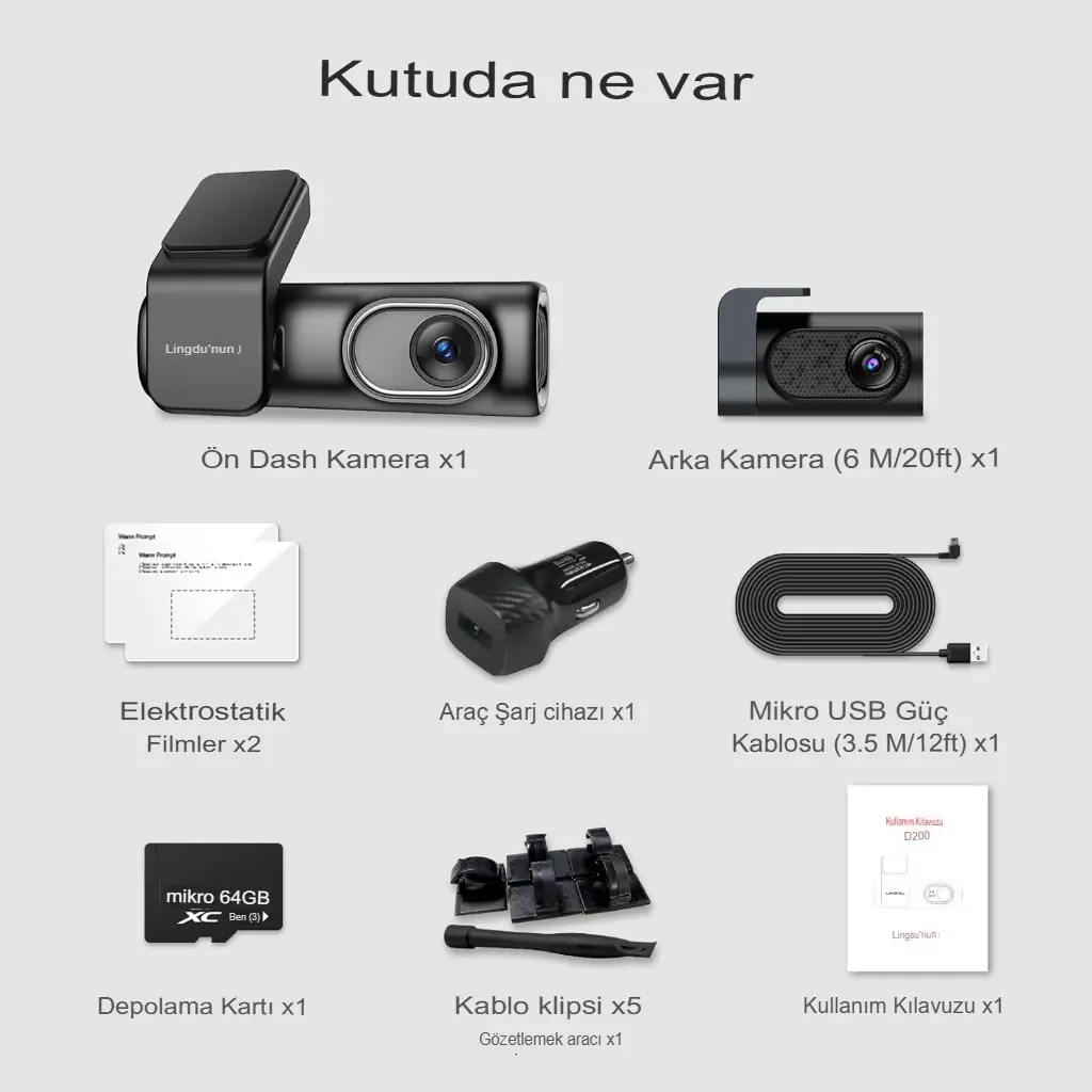 Lingdu D200 ÖN/ARKA 3K Araç Kamerası 9