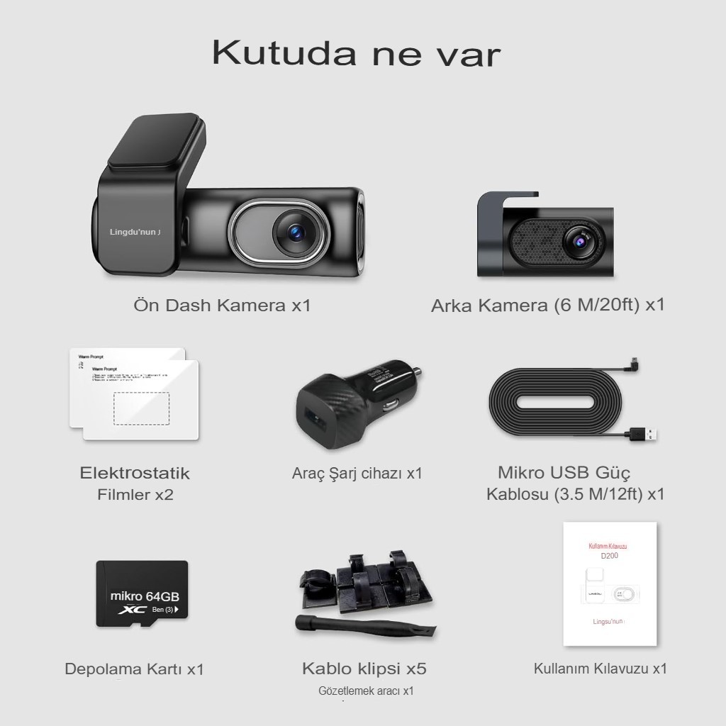 Lingdu D200 3K Araç Kamerası