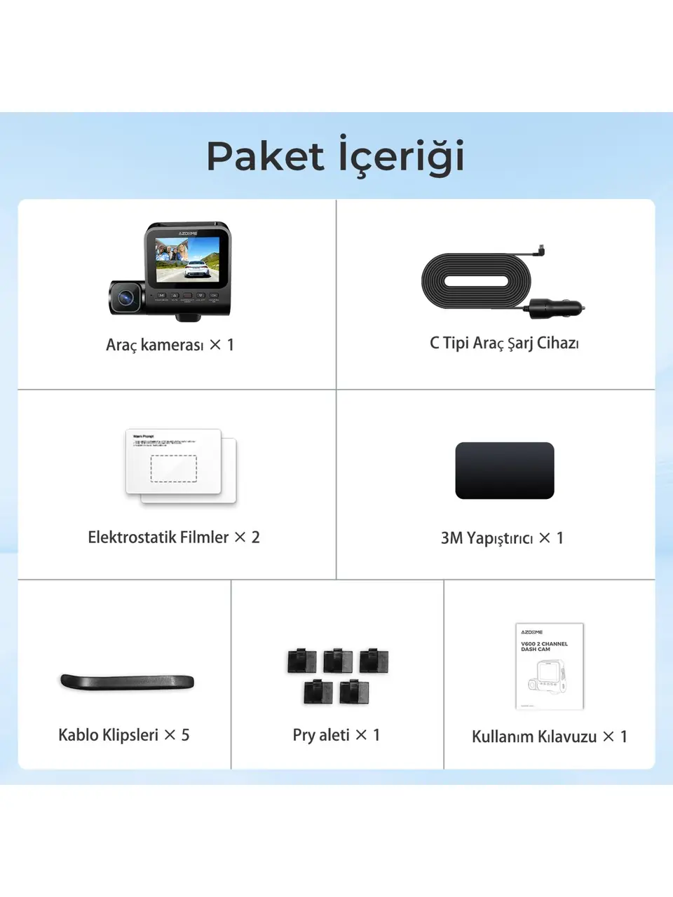 Azdome V600 Çift Kameralı Kamera (Ön & Kabin) 5