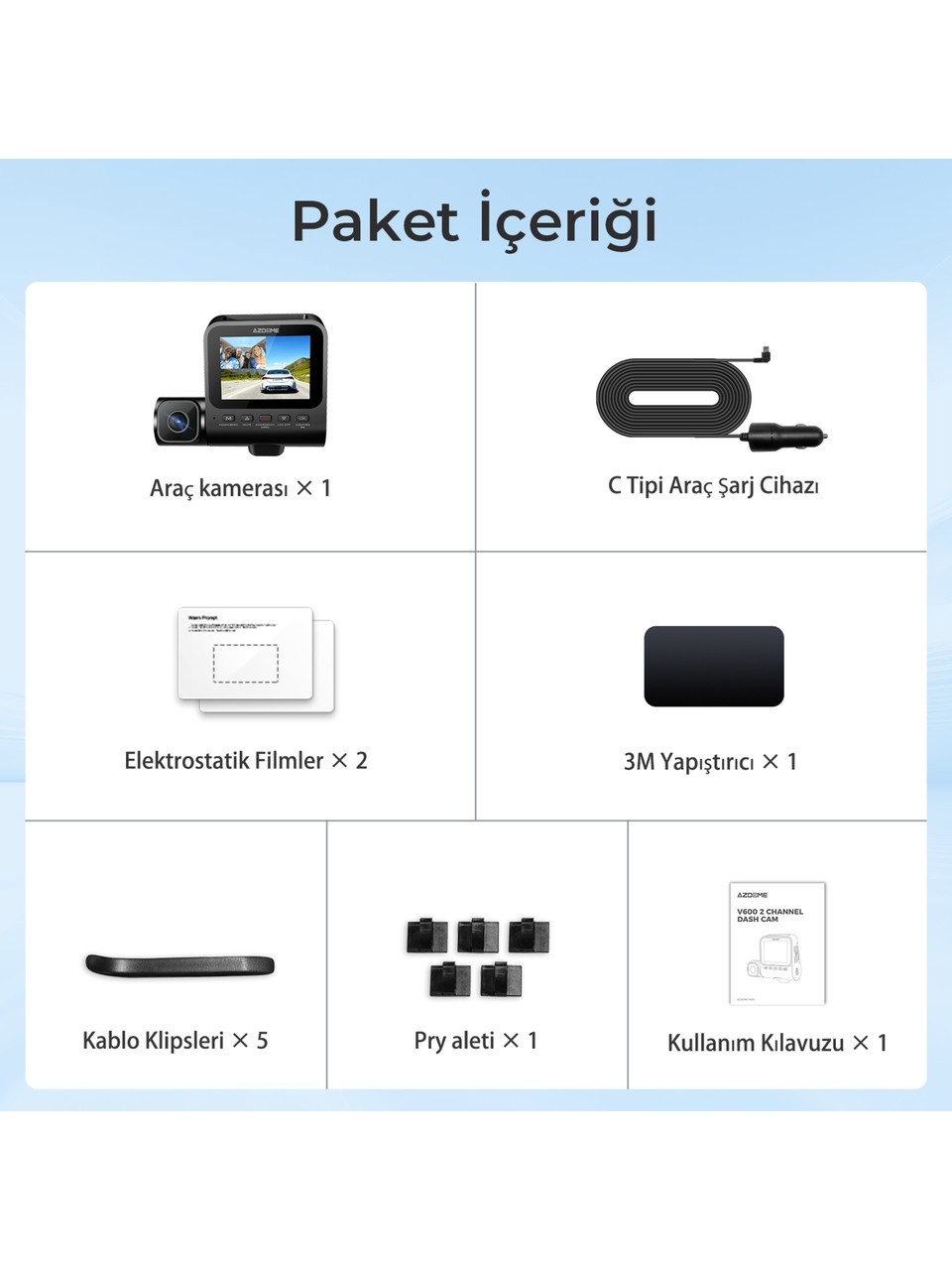 Azdome V600 Çift Kameralı Kamera (Ön & Kabin)