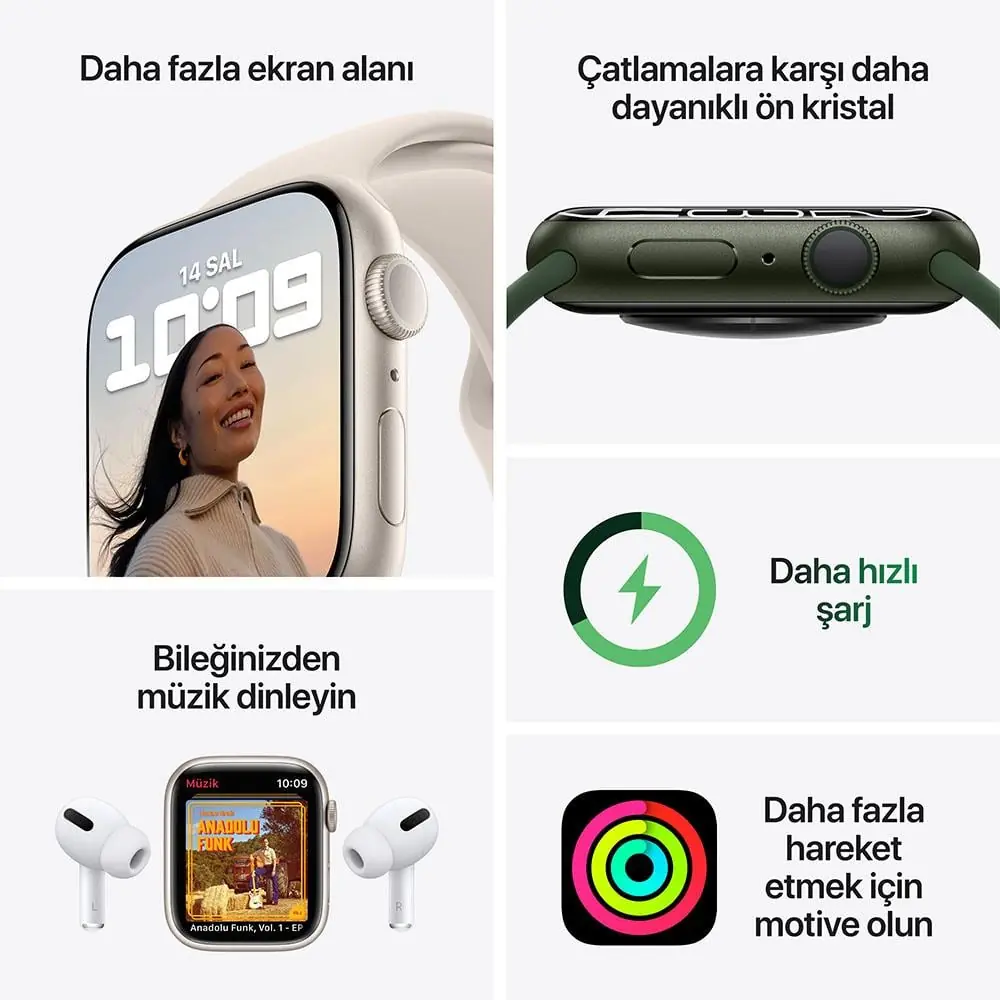 Watch Series 7 GPS 41mm + 4in1 Kablosuz Magsafe Şarj Standı 7