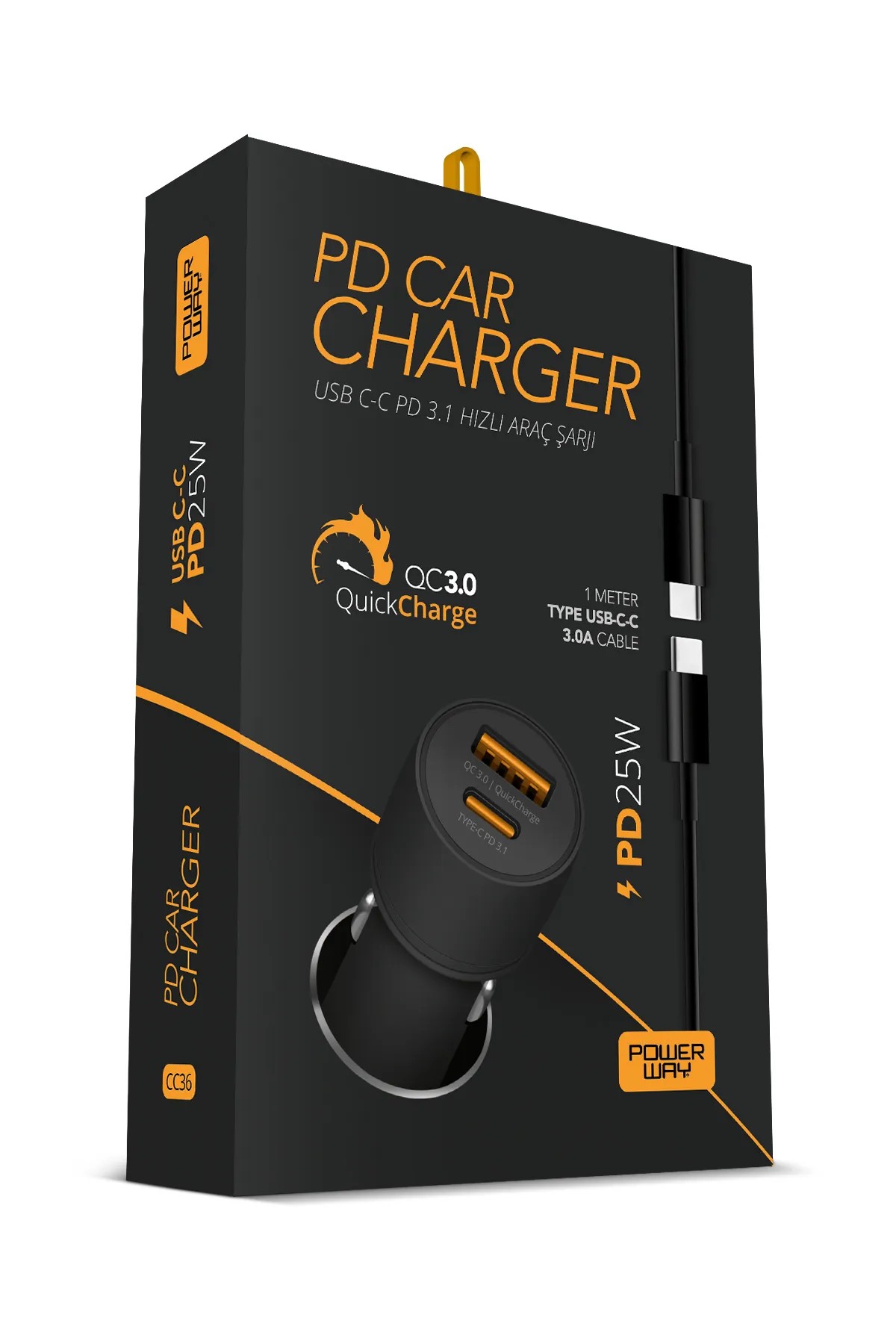 Powerway PD Car  Changer USB C-C 3.1 Hızlı Araç Şarjı