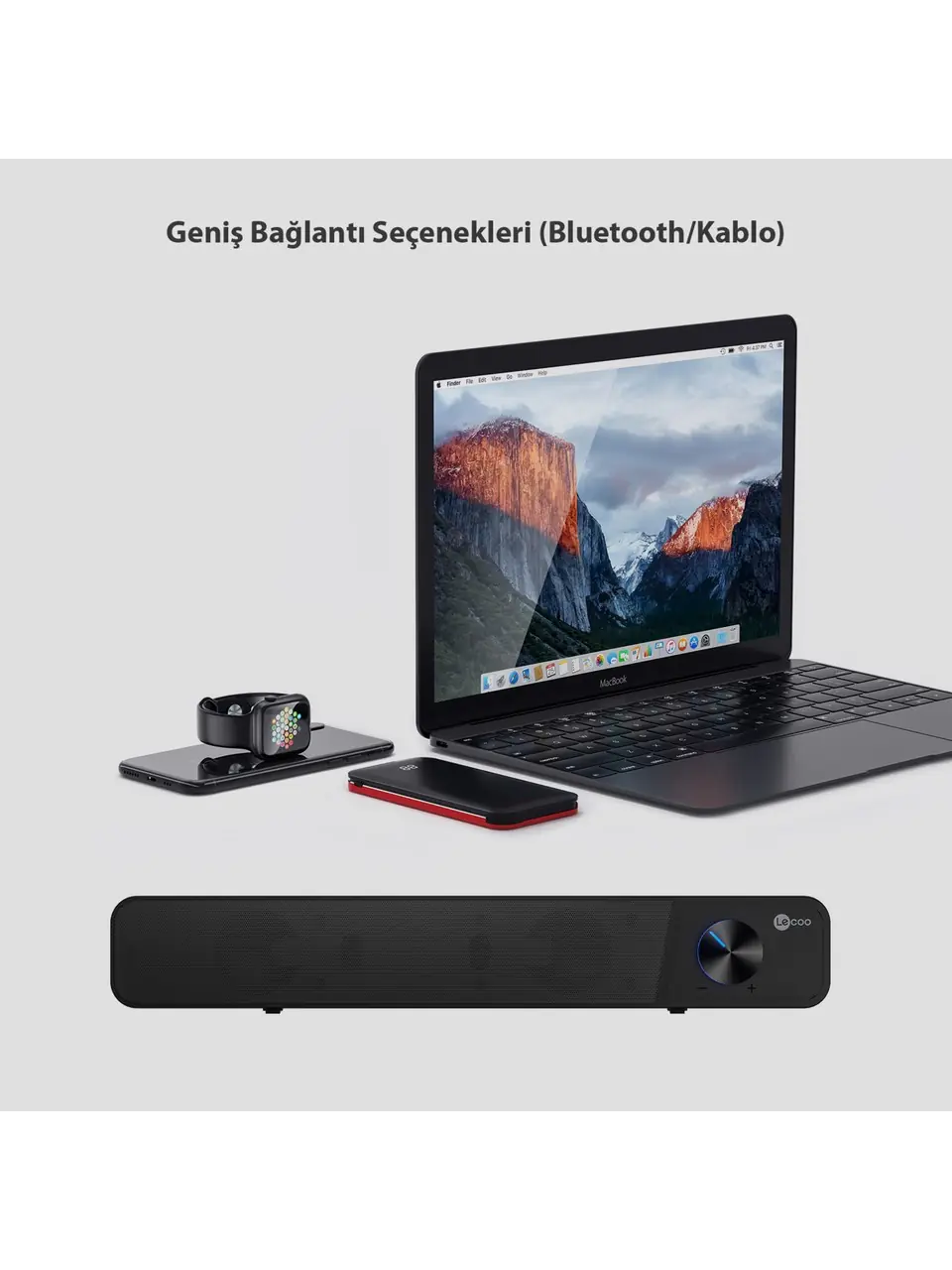 Lecoo DS111 Bluetooth + Kablolu 6W Masaüstü Taşınabilir Stereo Soundbar Hoparlör Siyah 7